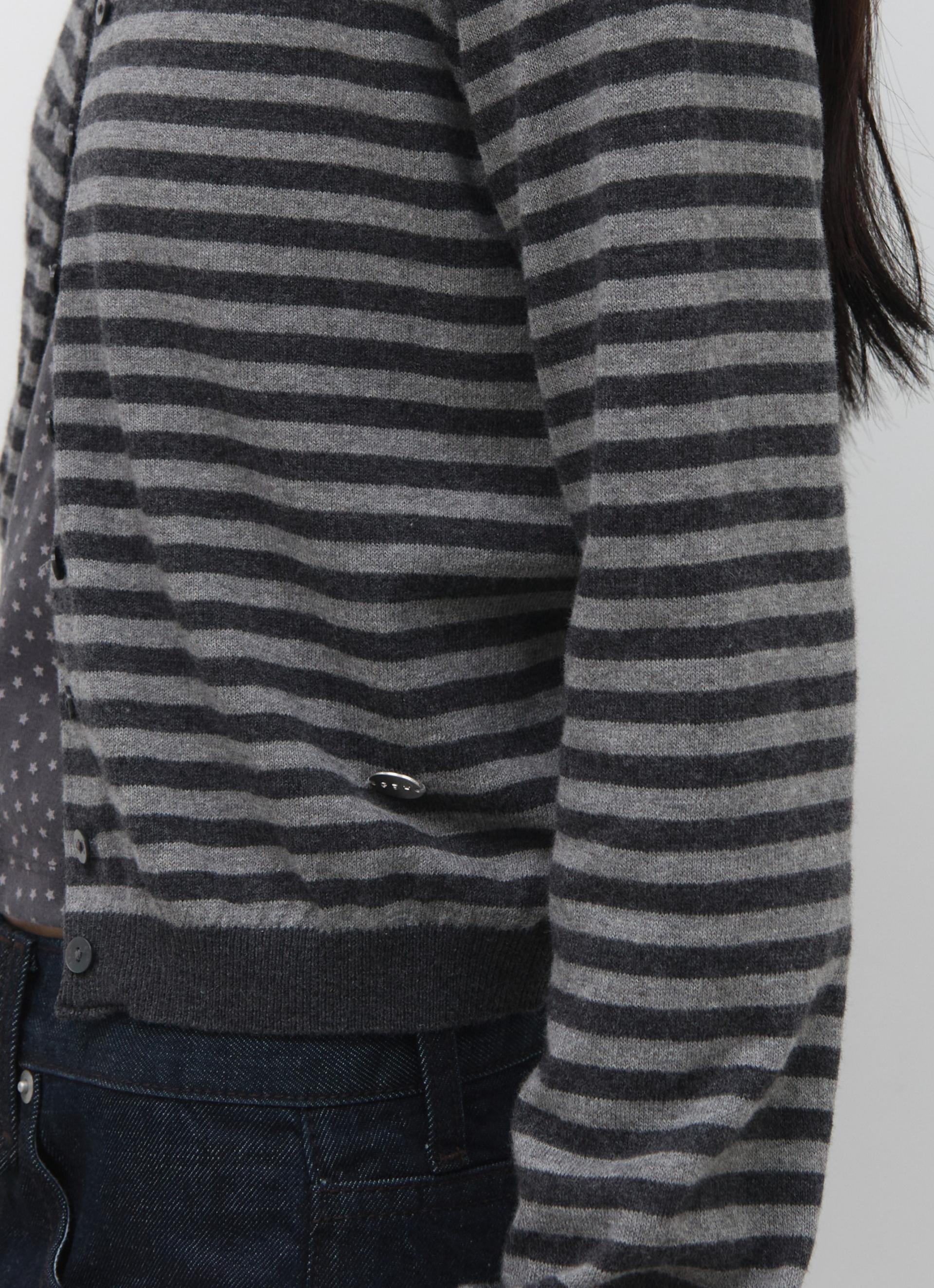26SS CASHMERE ANG CARDIGAN / GREY STRIPE