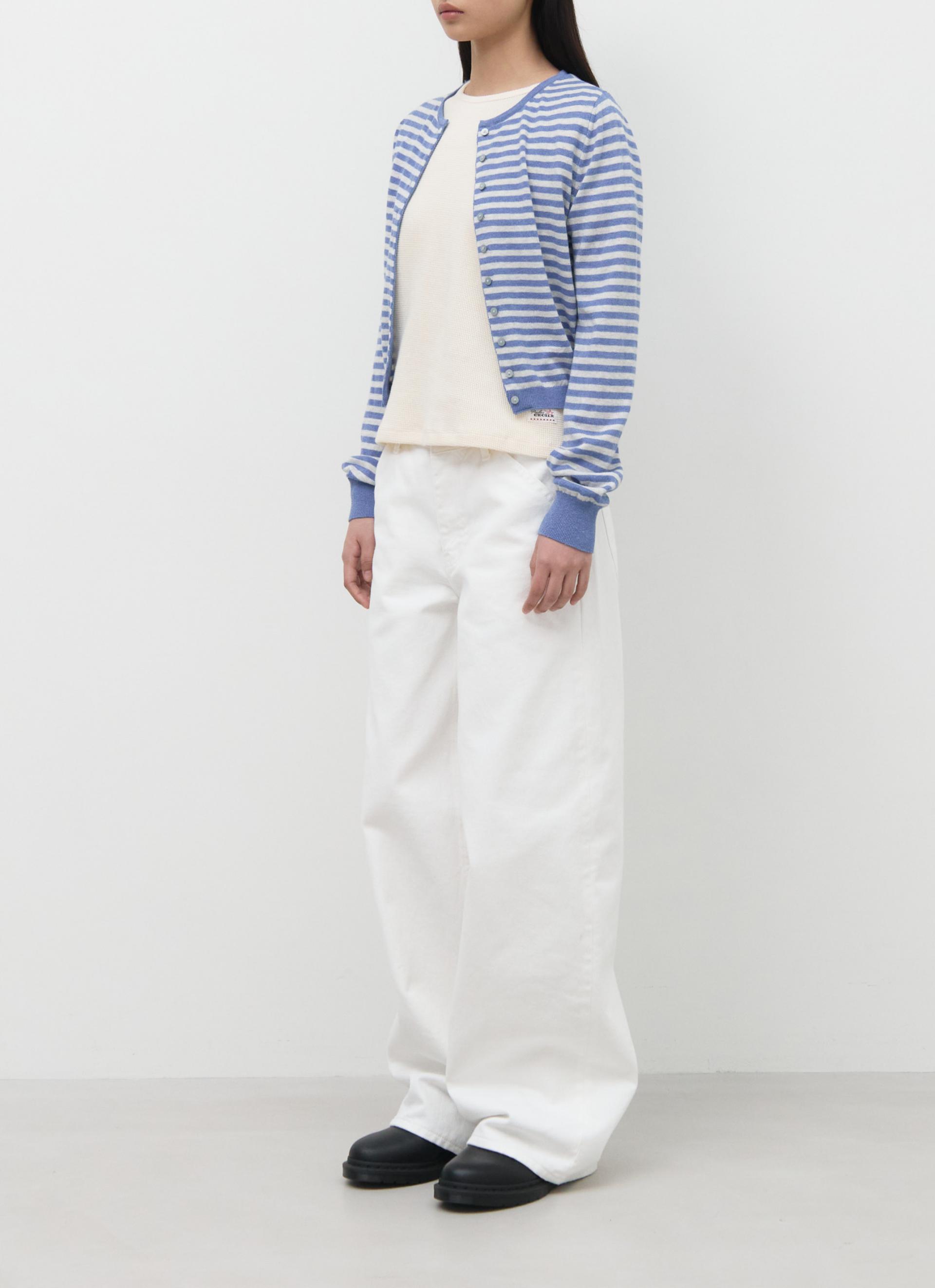 26SS CASHMERE ANG CARDIGAN / BLUE STRIPE