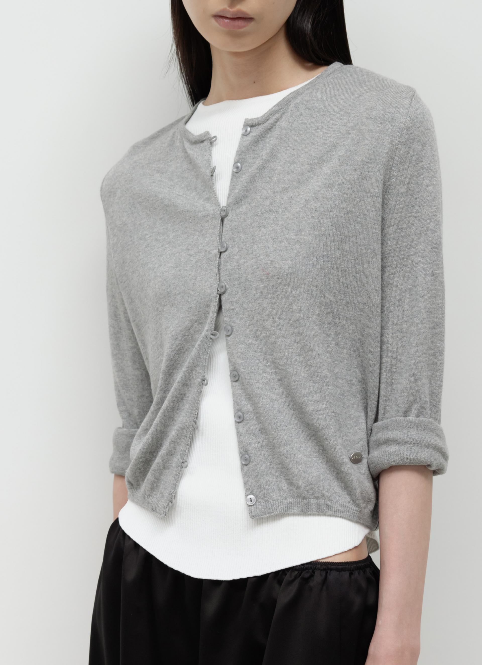 26SS CASHMERE PETITE CARDIGAN / MELANGE GREY