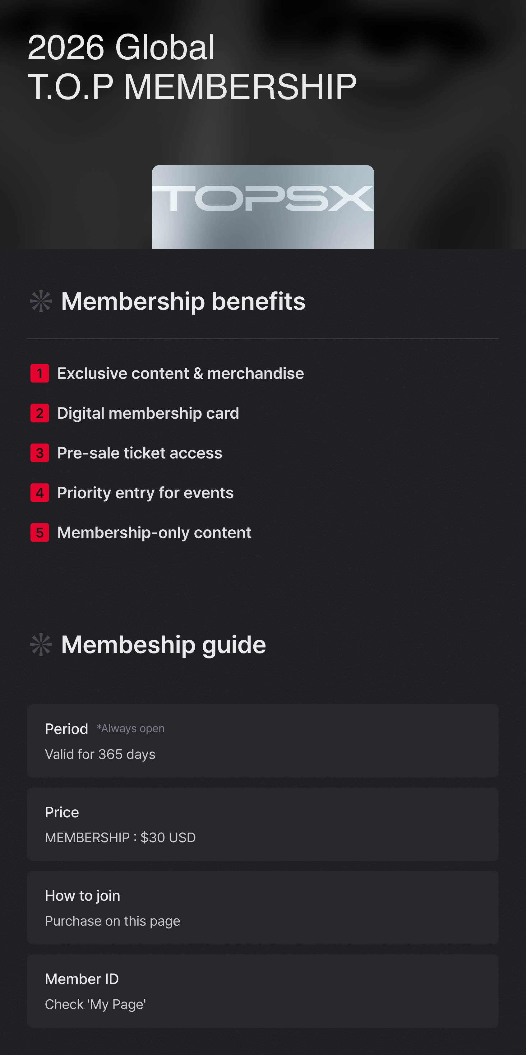 [TOPSX] T.O.P Global Membership : T.O.P FAN COMMUNITY