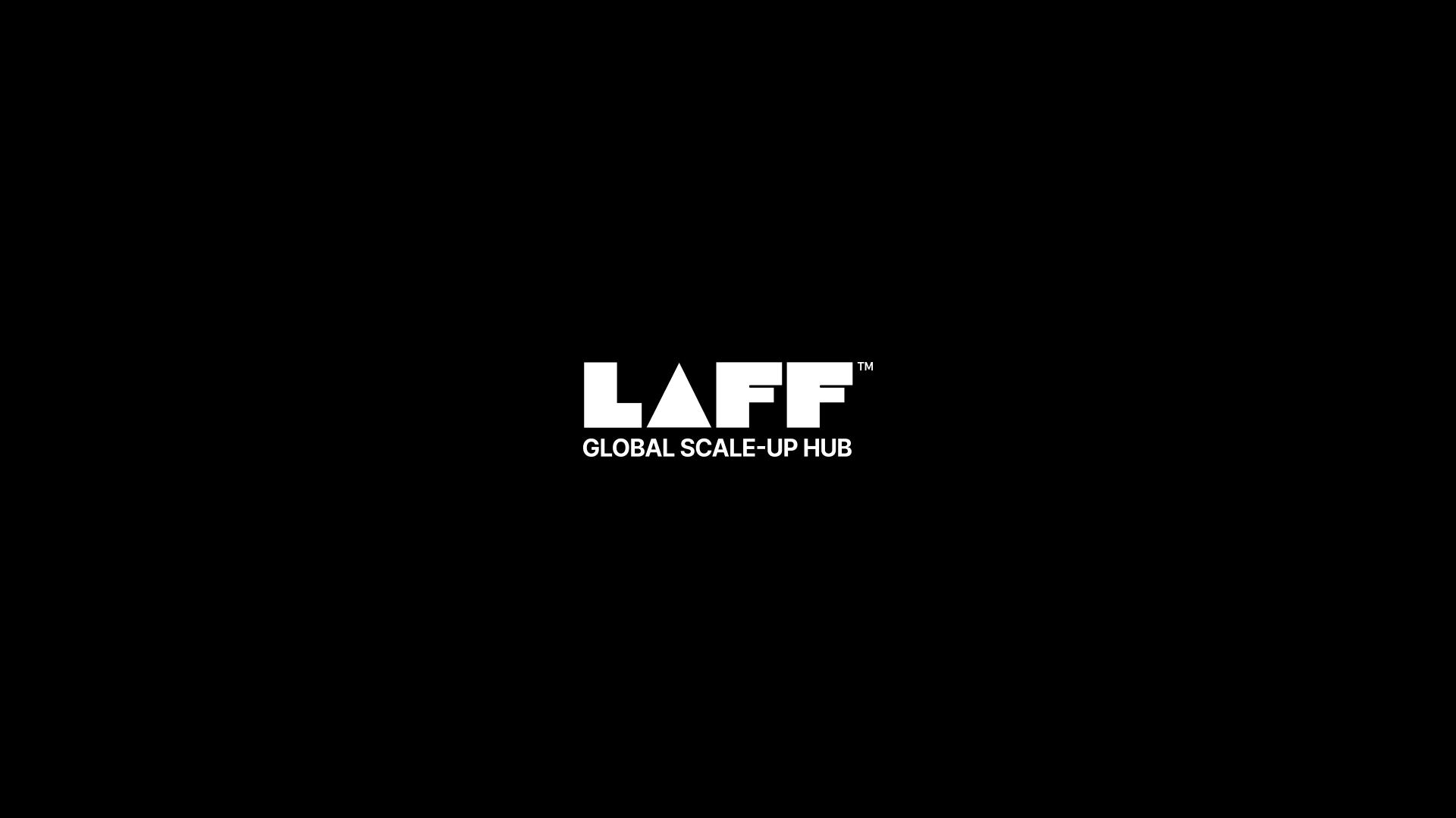 LAFF logotype on black background