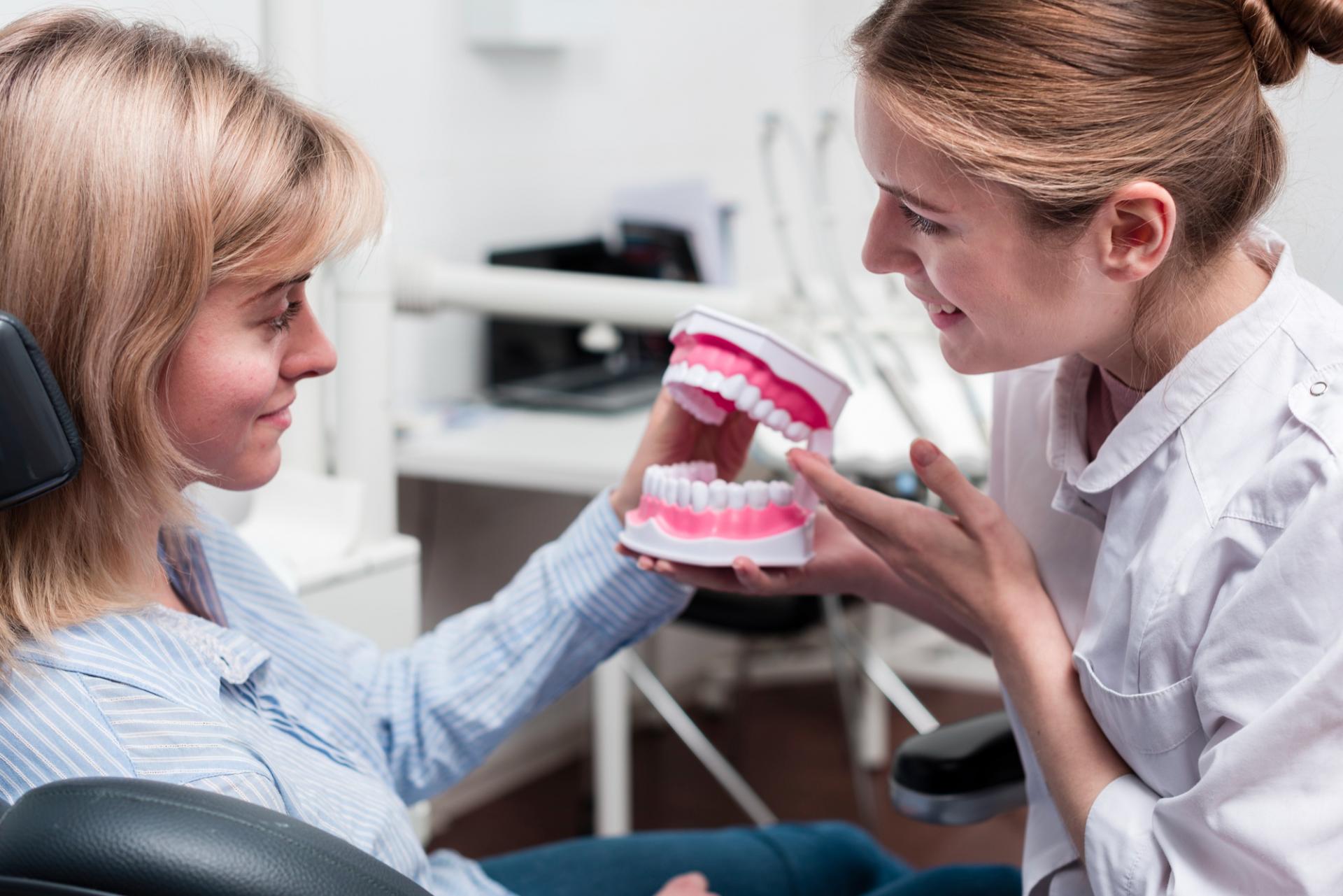 Adult confident smile after orthodontic treatment