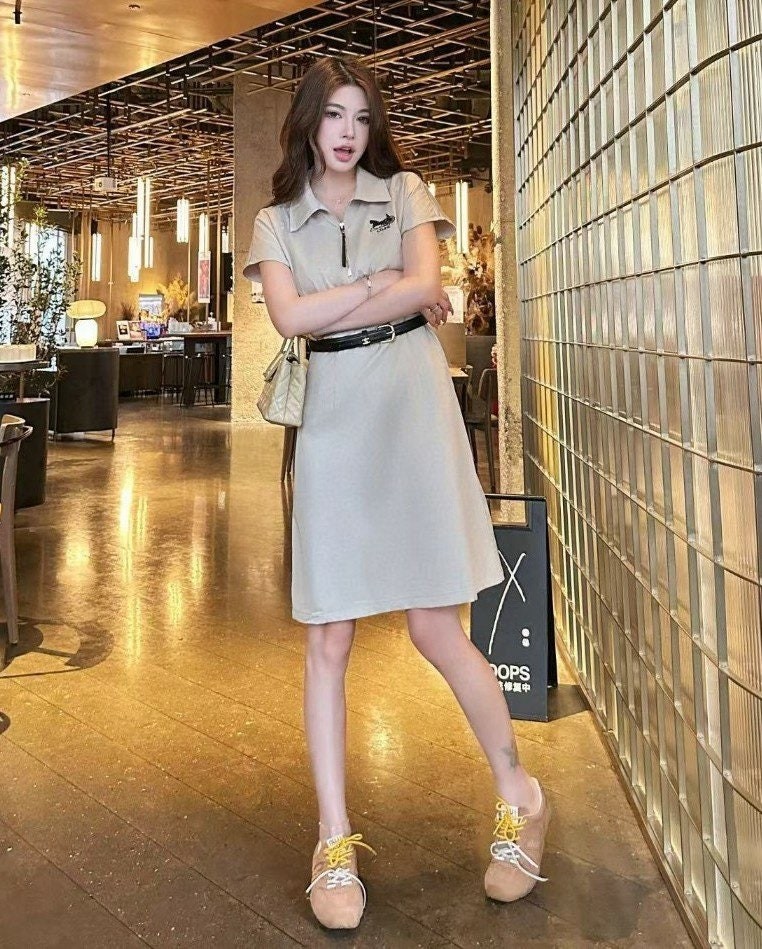 설키 로고 자수 벨티드 원피스 (여성)