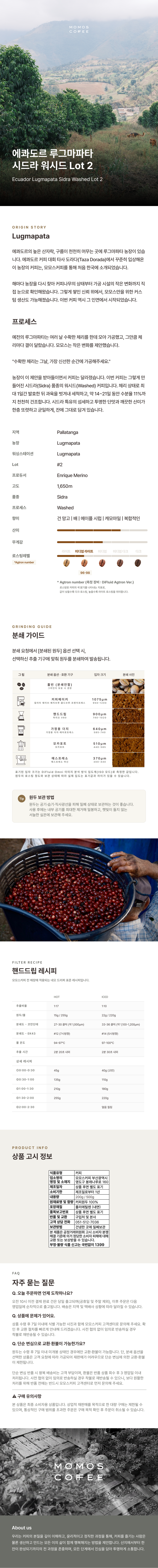 원두 에콰도르 루그마파타 시드라 워시드 Lot 2