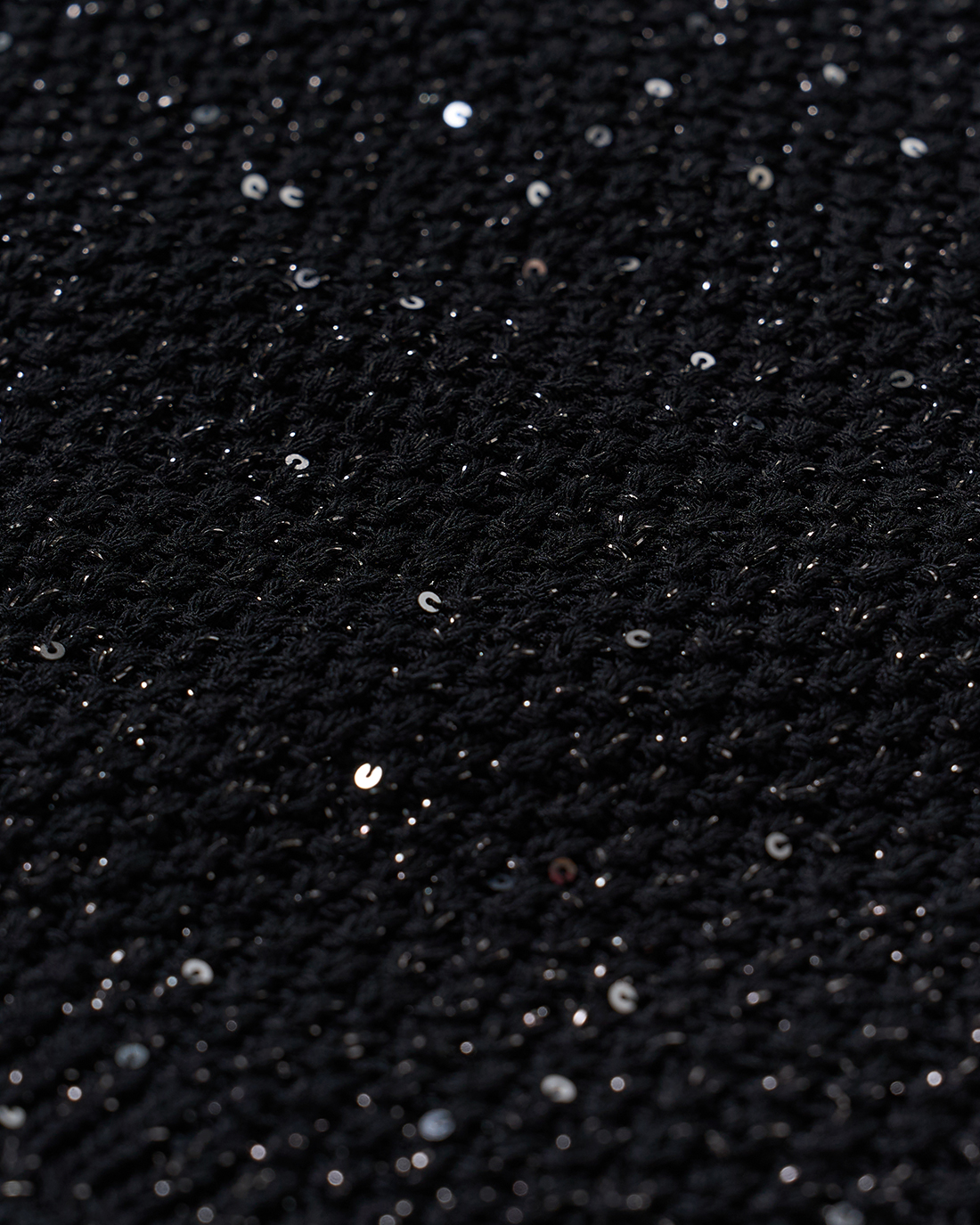 [KNIT] Tweed Sequin Cardigan (Black)