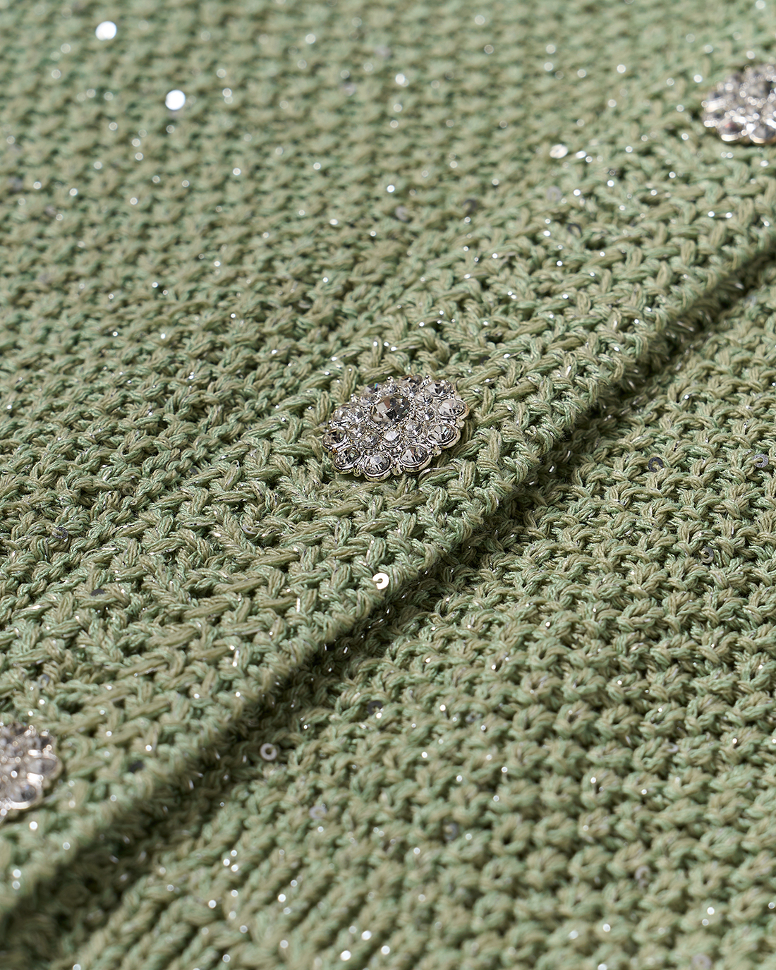 [KNIT] Tweed Sequin Cardigan (Green)