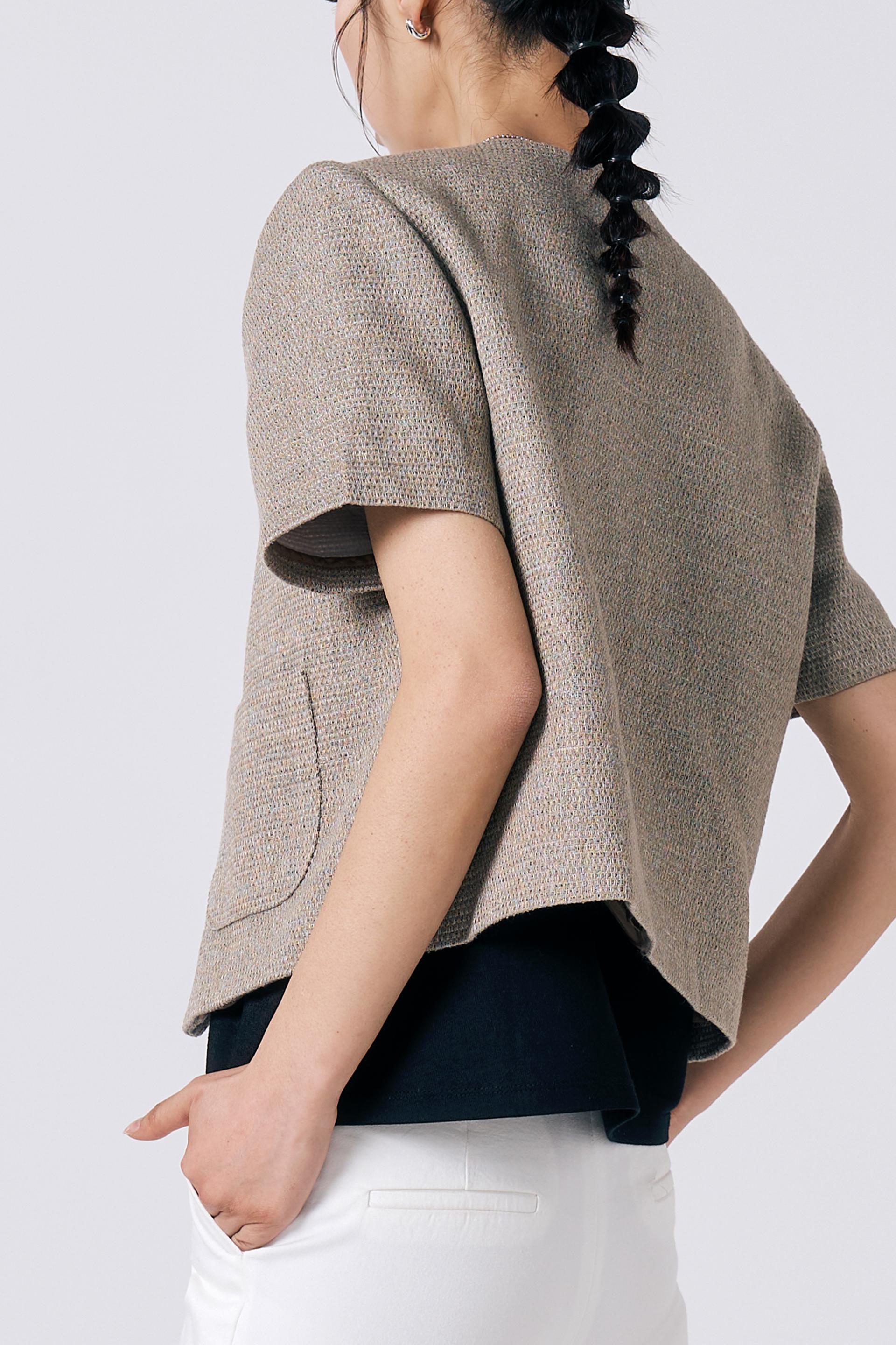 [LINEN] Tweed Short-sleeve Jacket