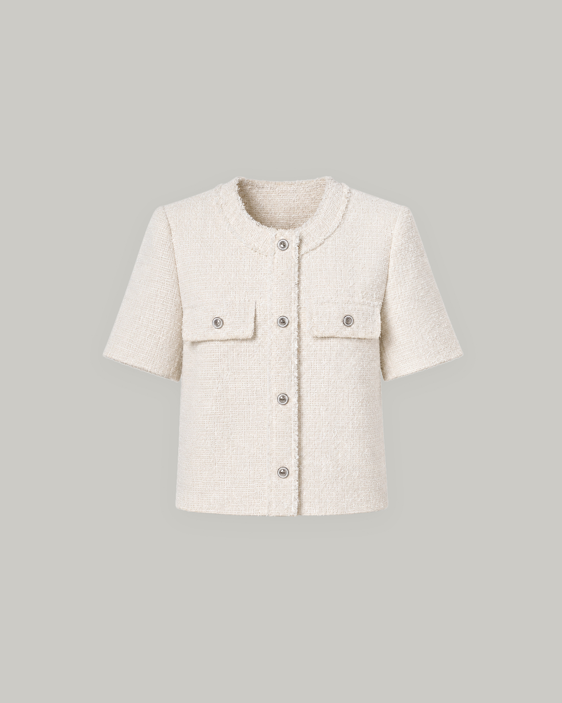 Tweed Short Sleeve Jacket (Ivory)