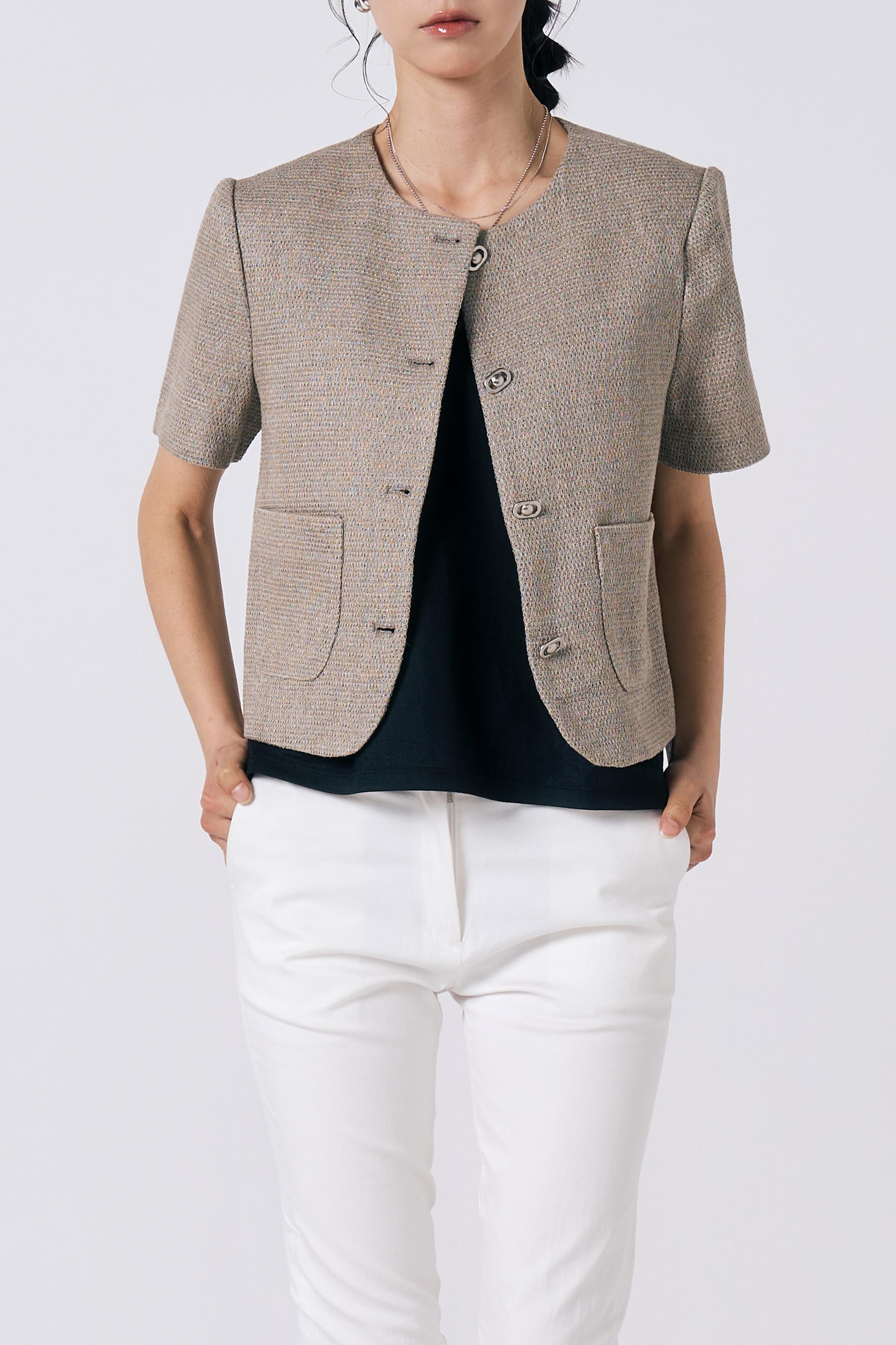 [LINEN] Tweed Short-sleeve Jacket