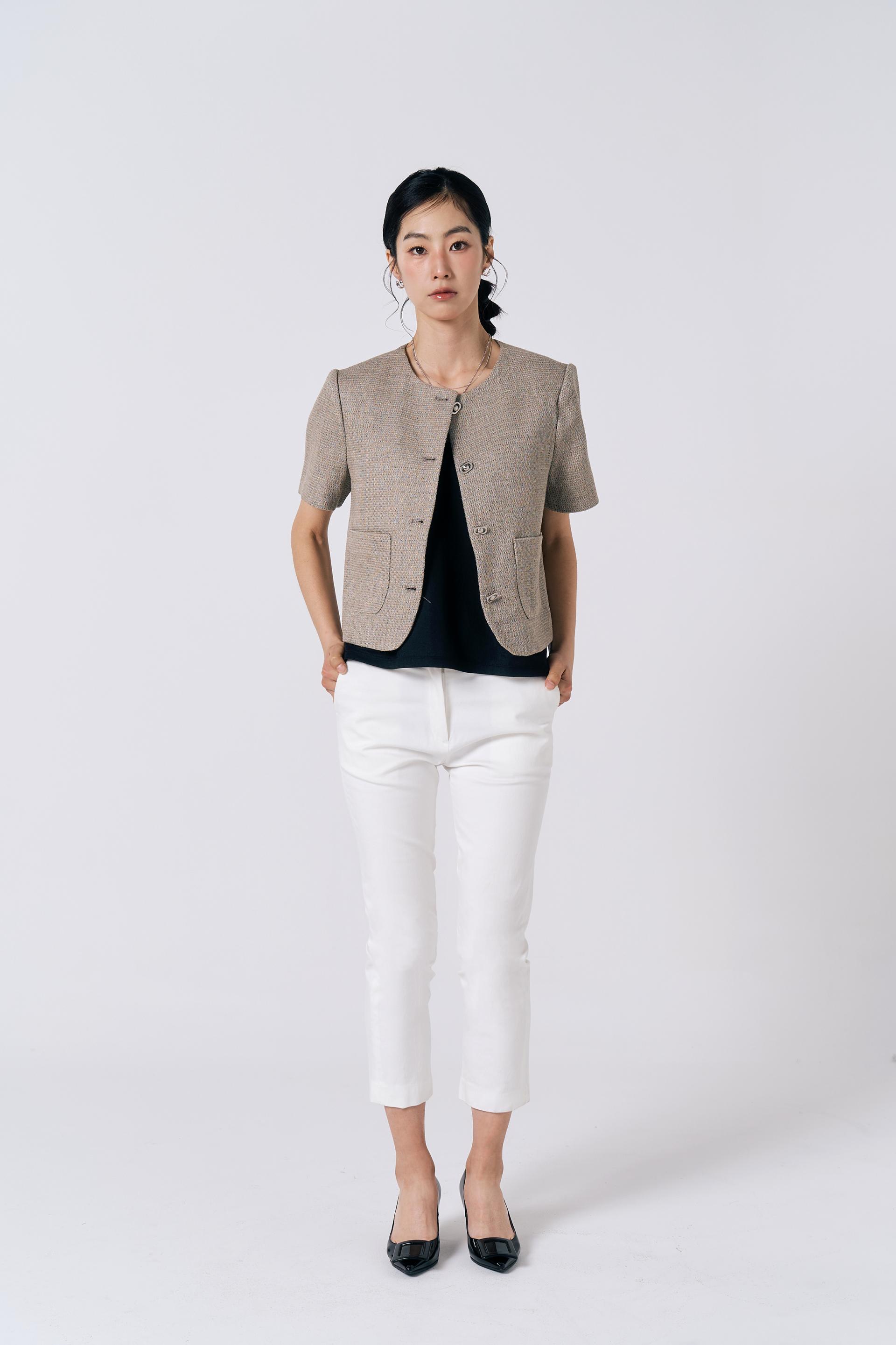 [LINEN] Tweed Short-sleeve Jacket