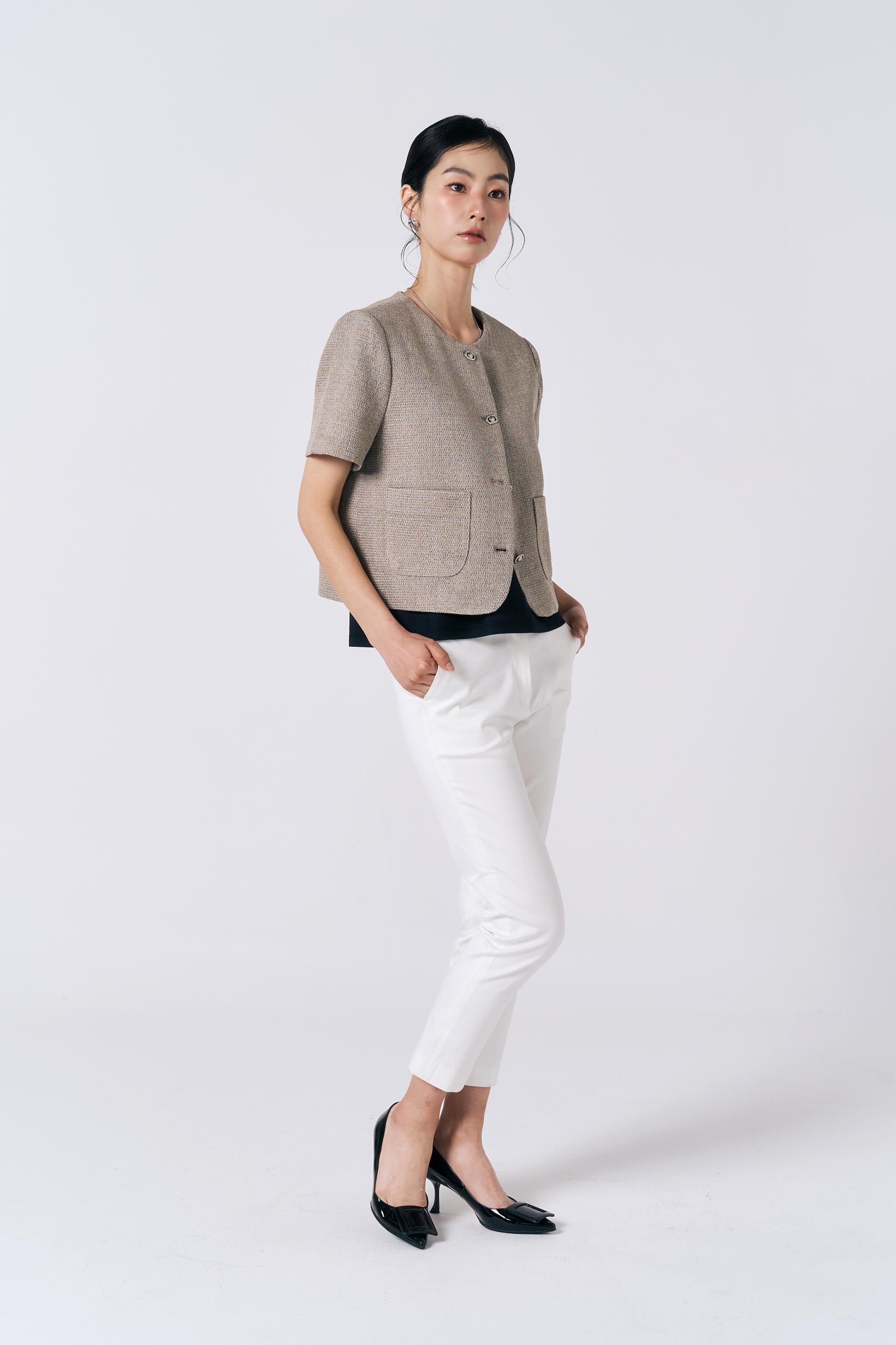[LINEN] Tweed Short-sleeve Jacket