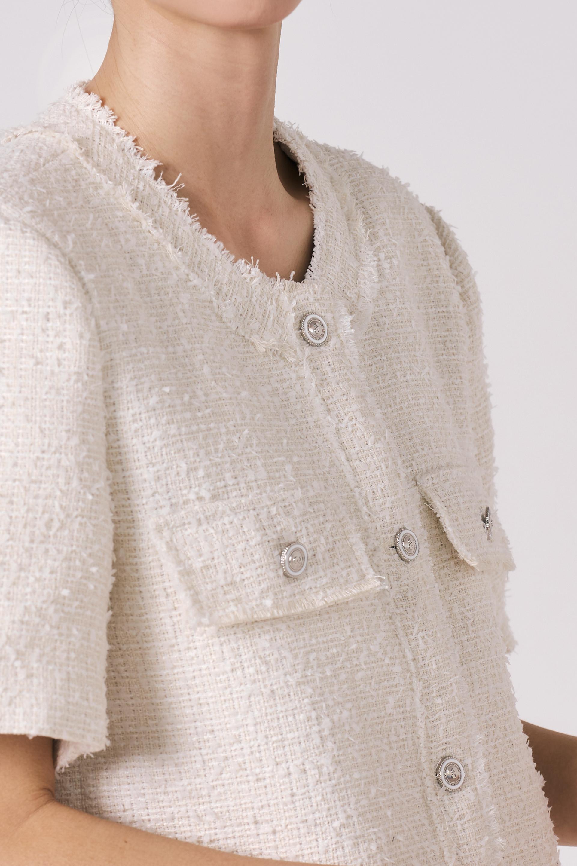 Tweed Short Sleeve Jacket (Ivory)