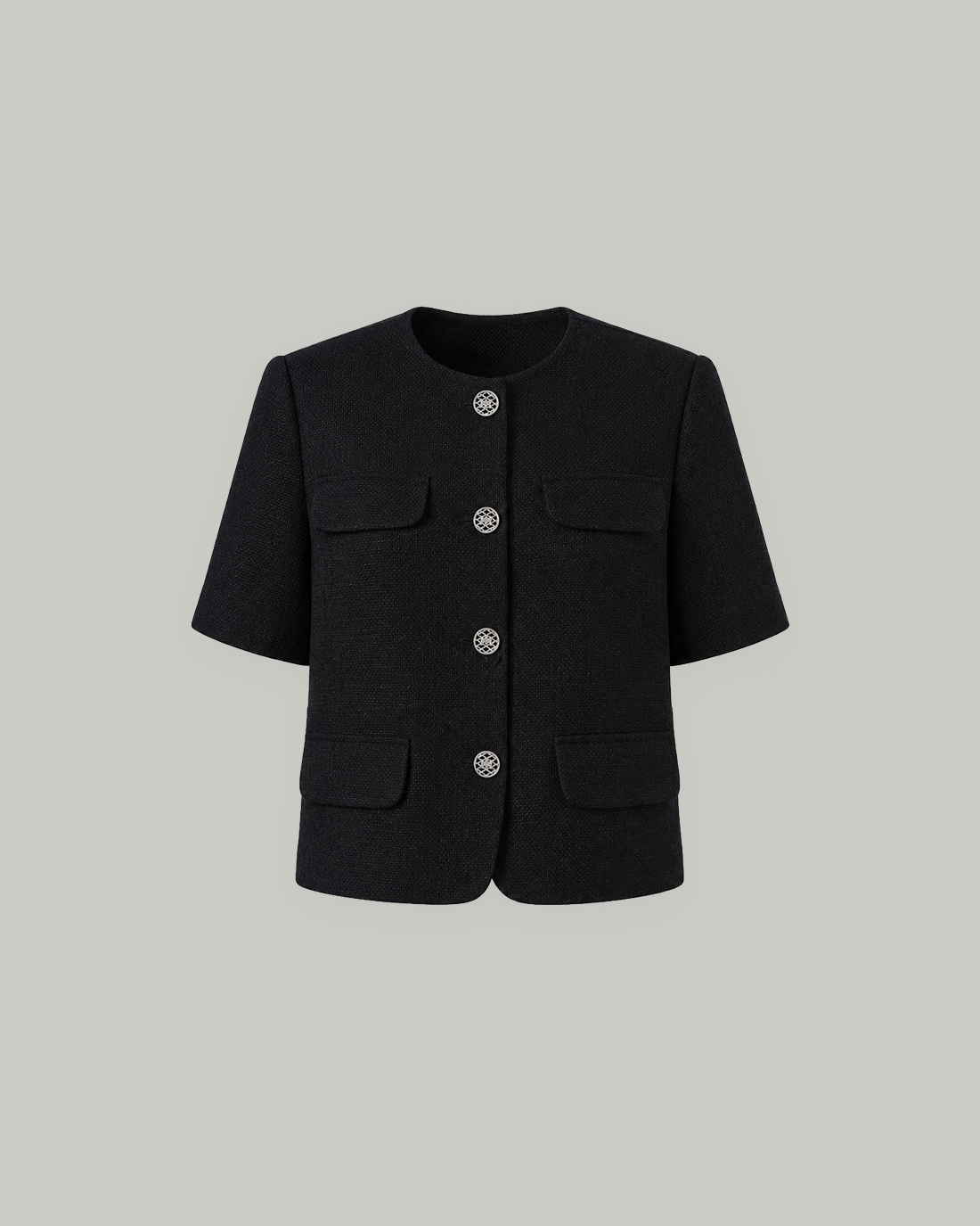 [LINEN] Tweed Summer Jacket (Black)