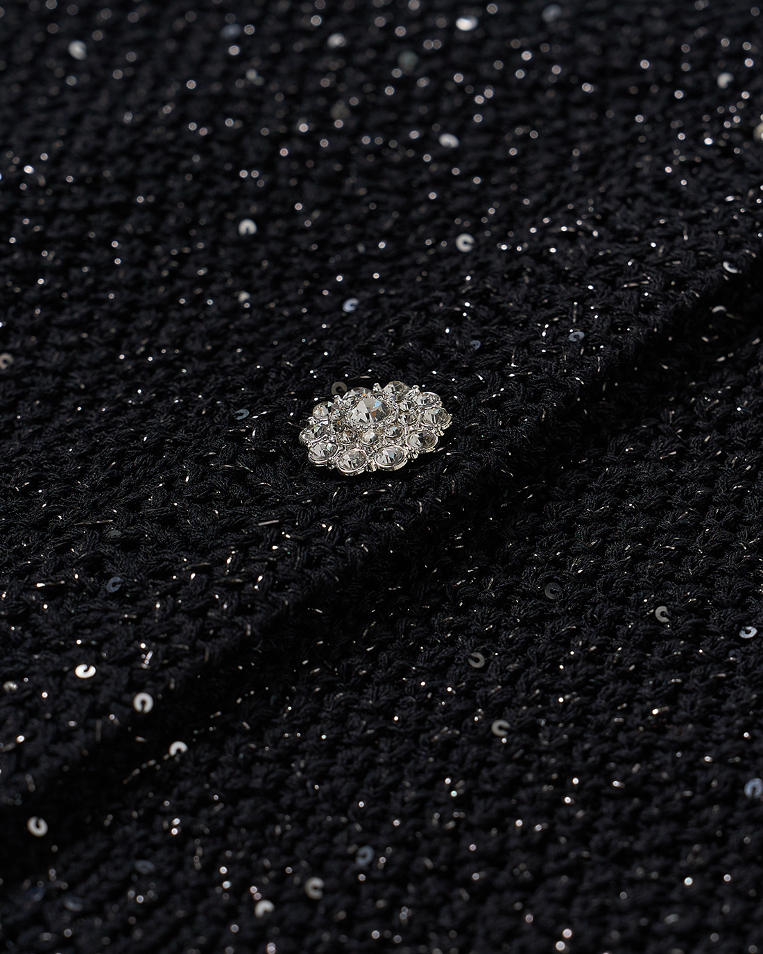 [KNIT] Tweed Sequin Cardigan (Black)