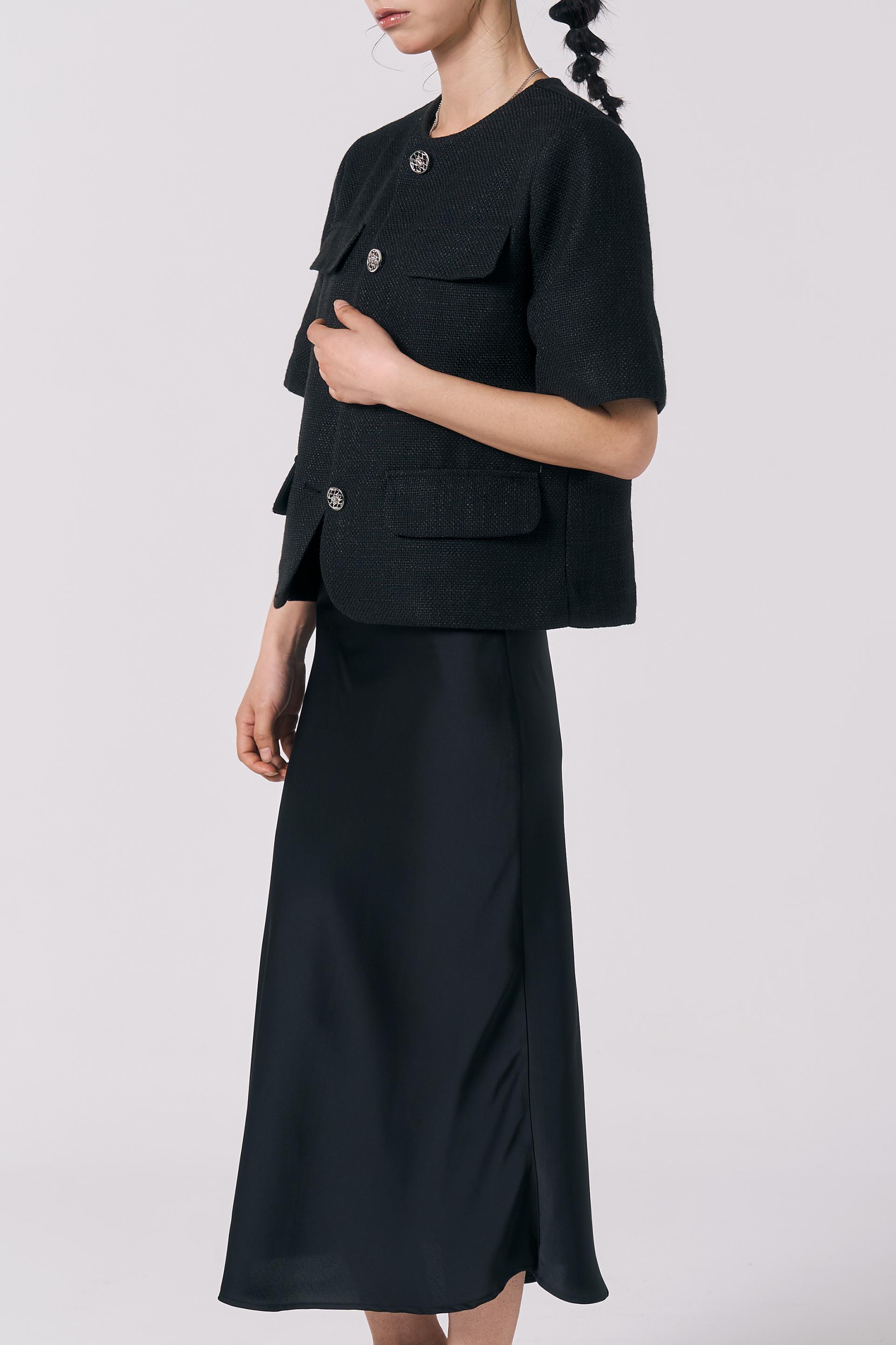 [LINEN] Tweed Summer Jacket (Black)