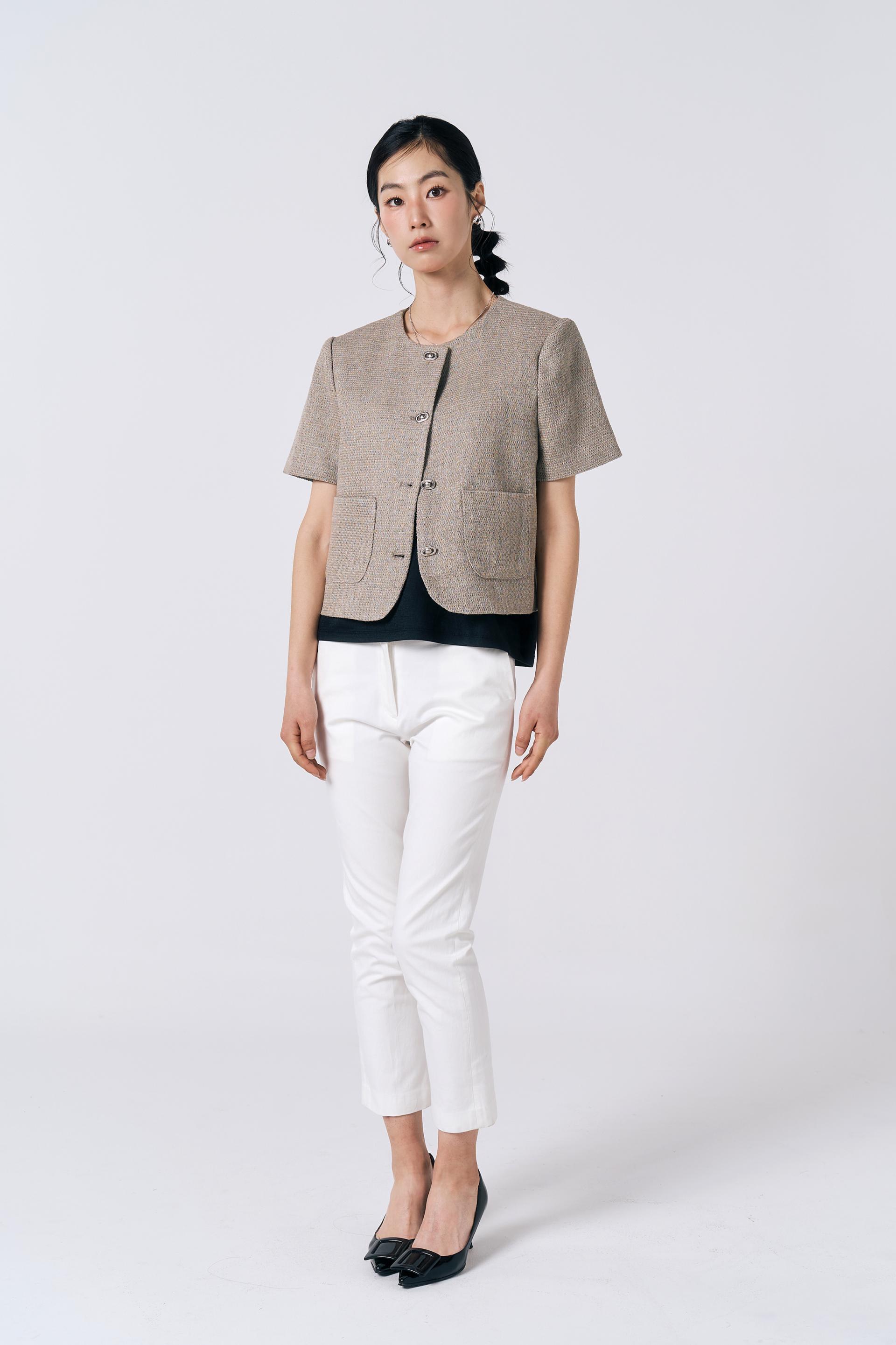 [LINEN] Tweed Short-sleeve Jacket