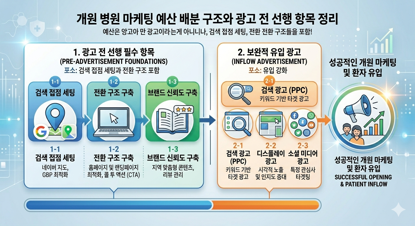 개원 병원 마케팅 예산 배분 구조와 광고 전 선행 항목 정리