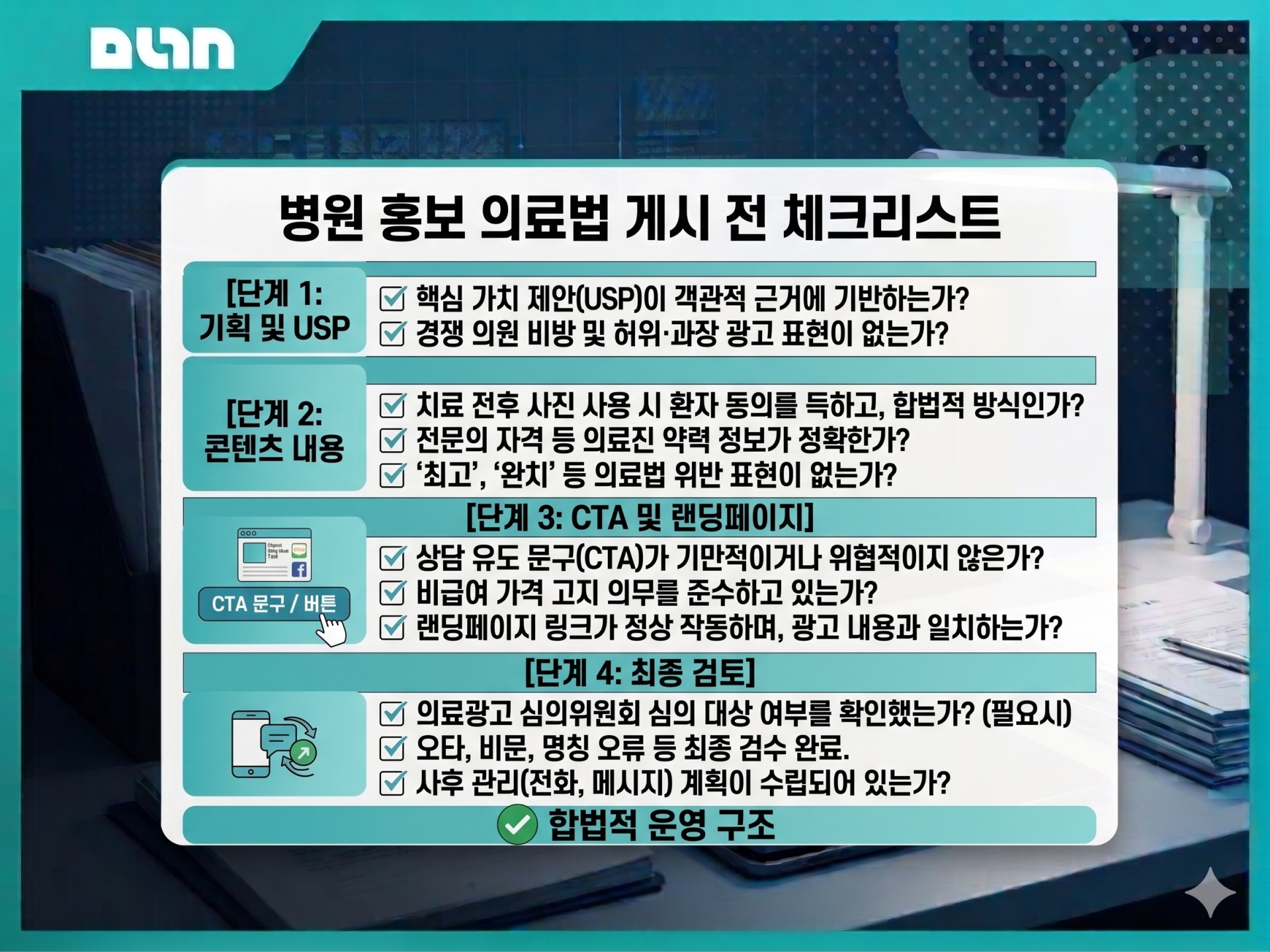 SEO를 고려한 alt text: 병원 홍보 의료법 게시 전 체크리스트 이미지