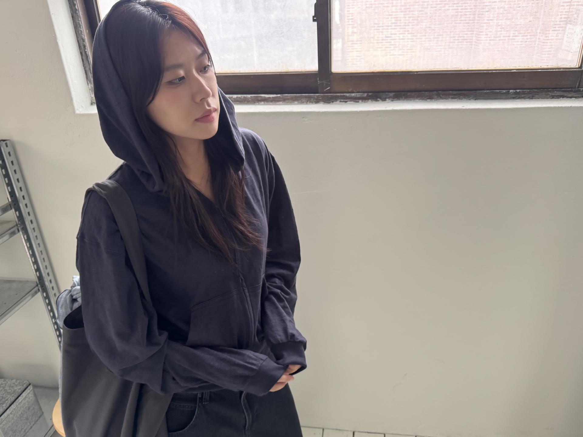 slub hoodie zip-up