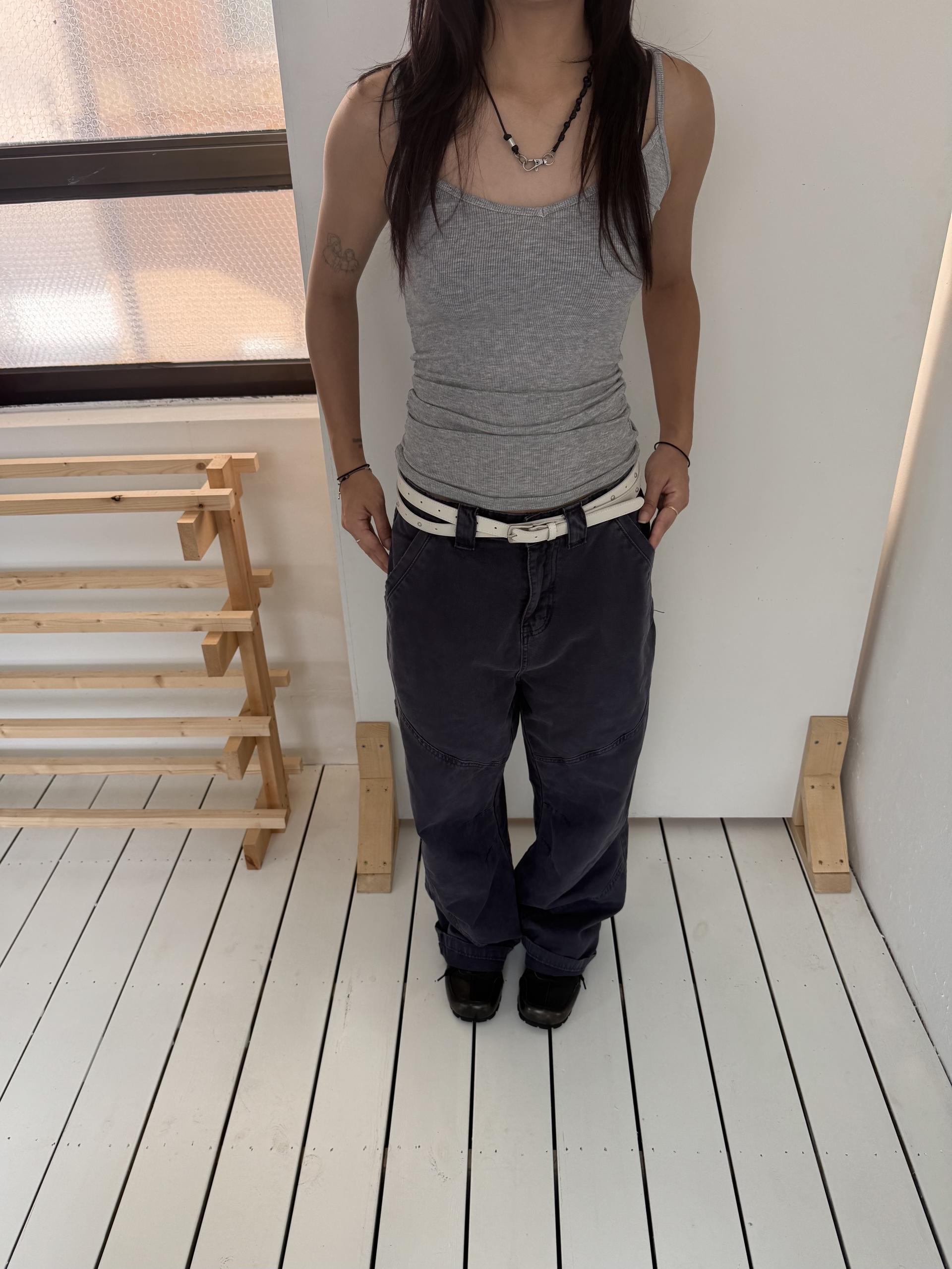 [unisex] washed navy pants