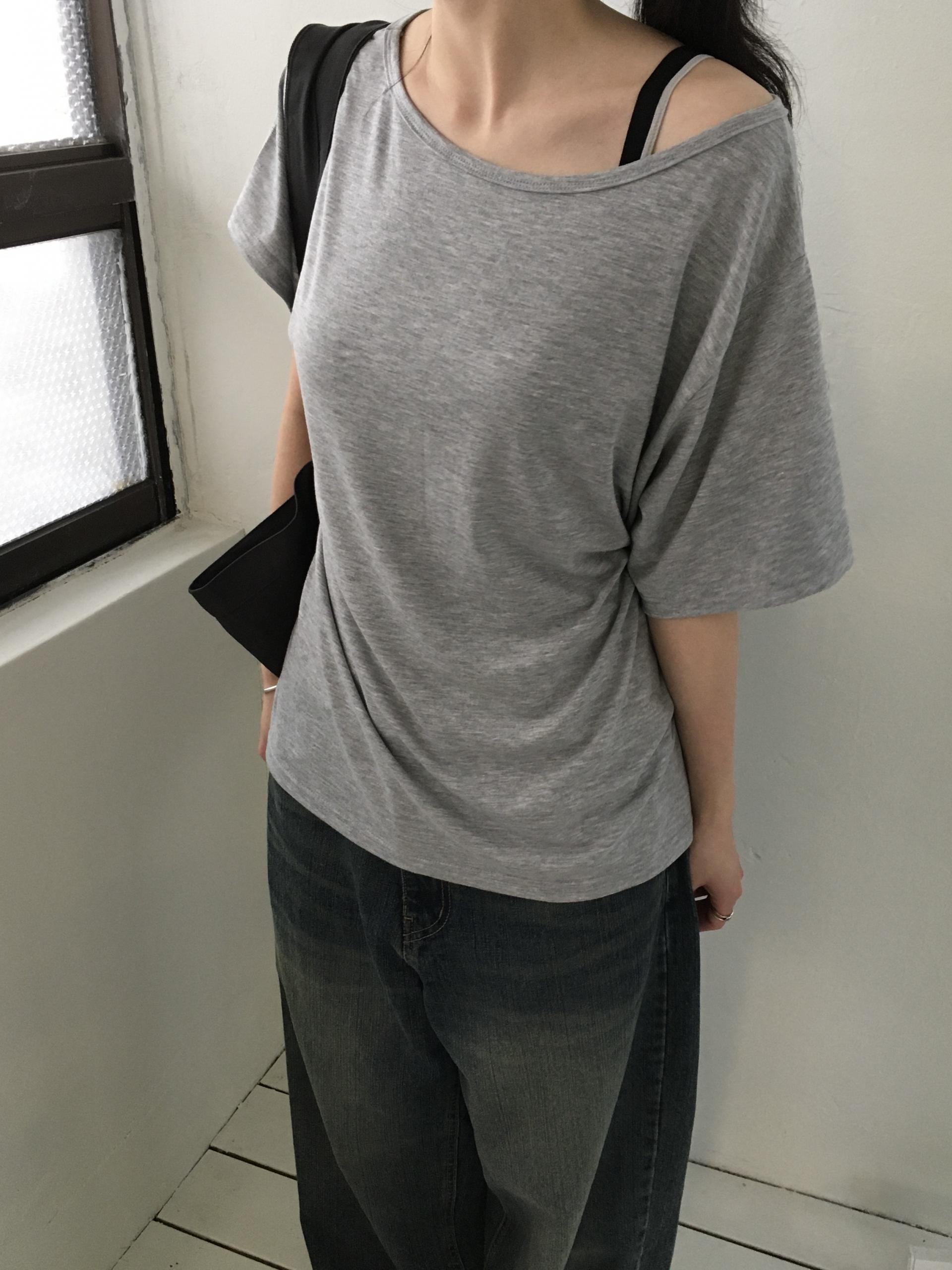 loose one-shoulder tee