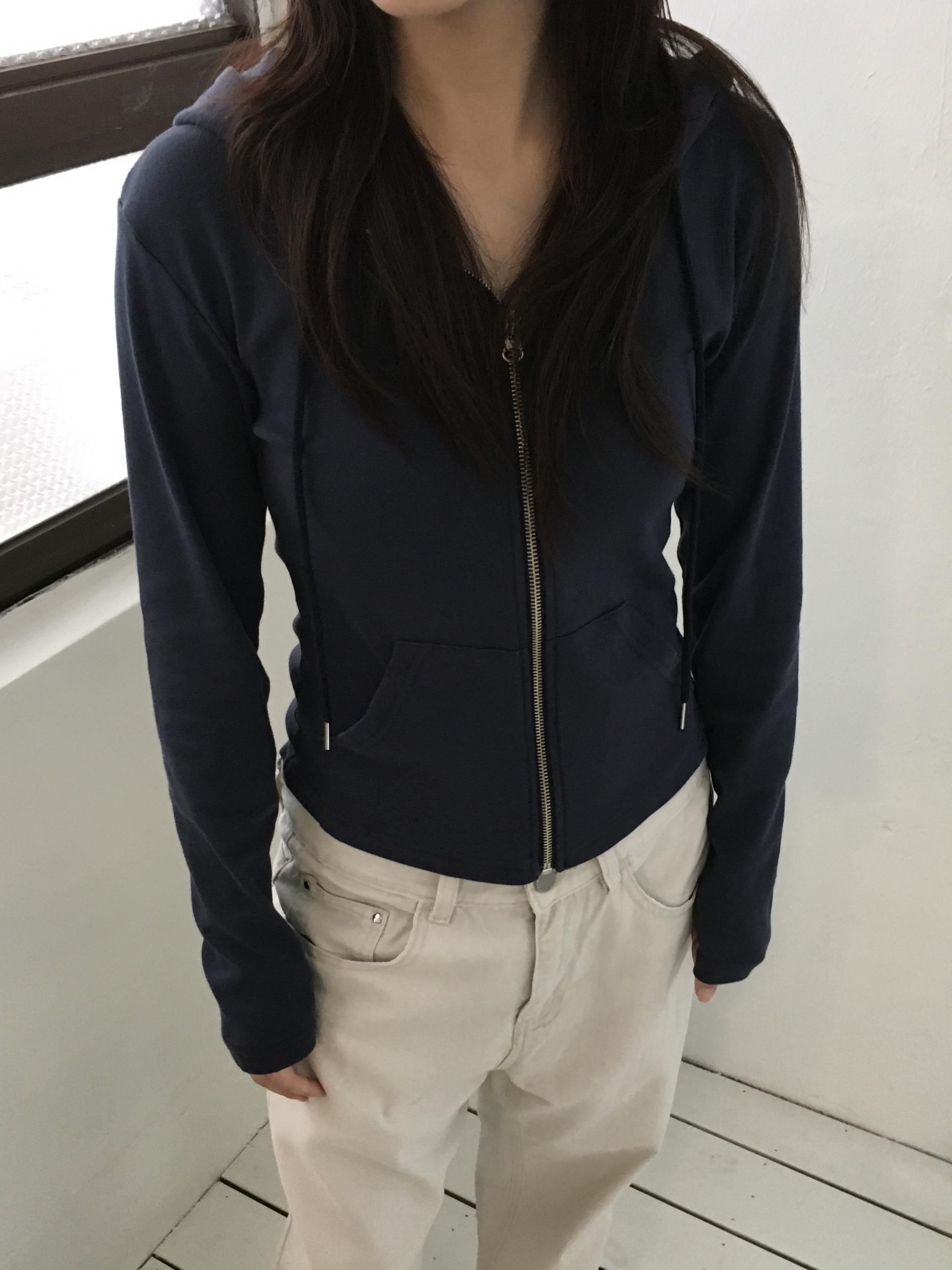 basic navy hoodie zip-up