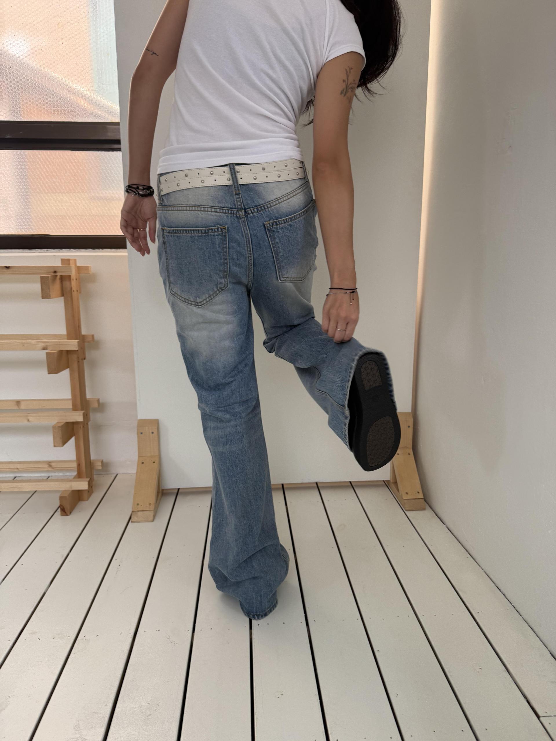ice blue washed boots cut