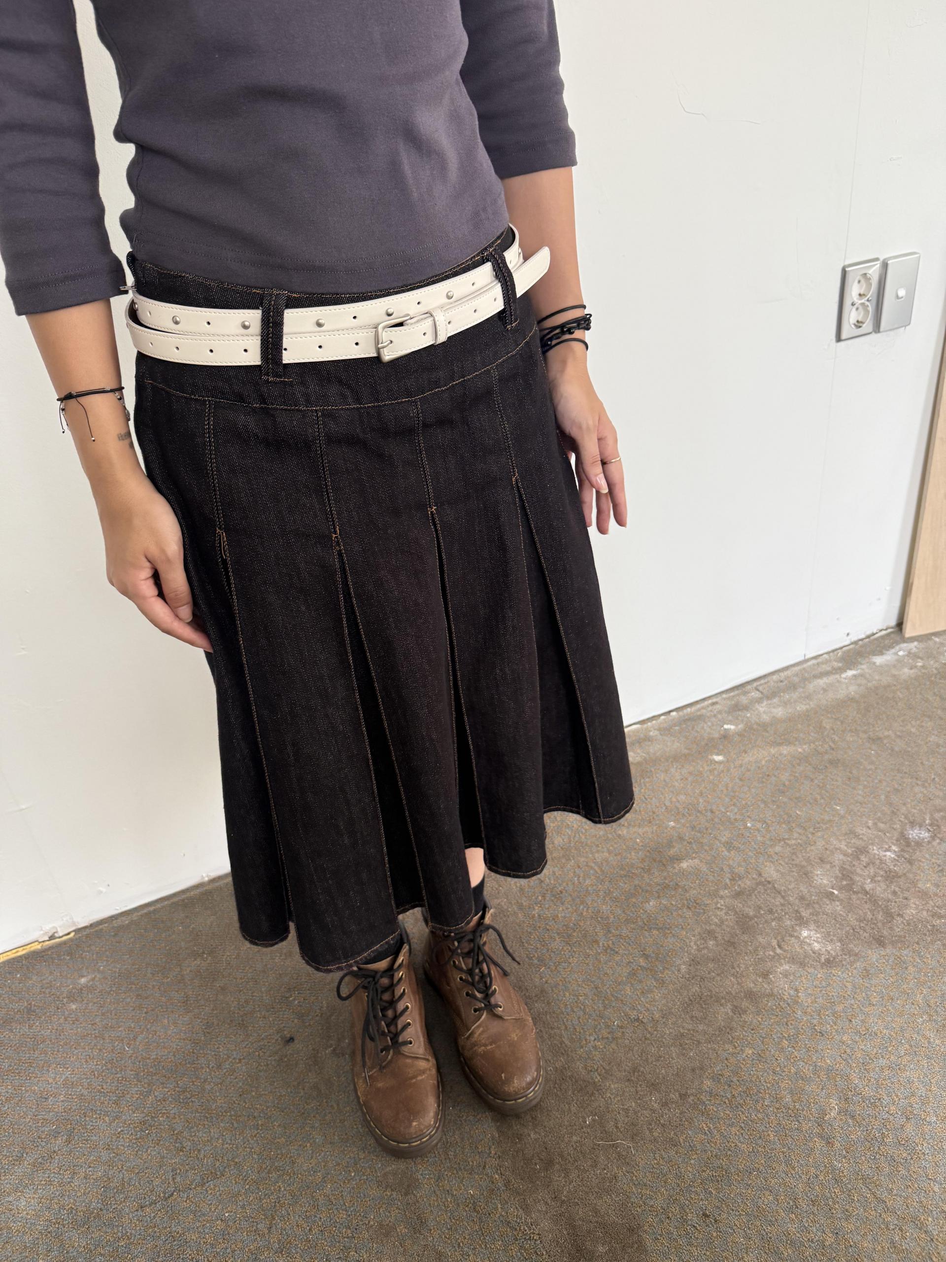 denim midi skirt