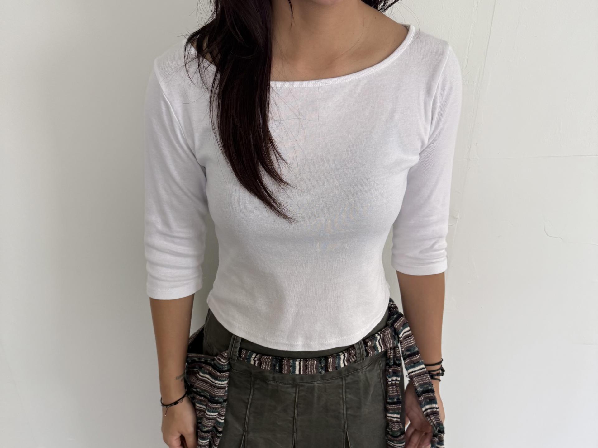 3/4 sleeve boatneck tee