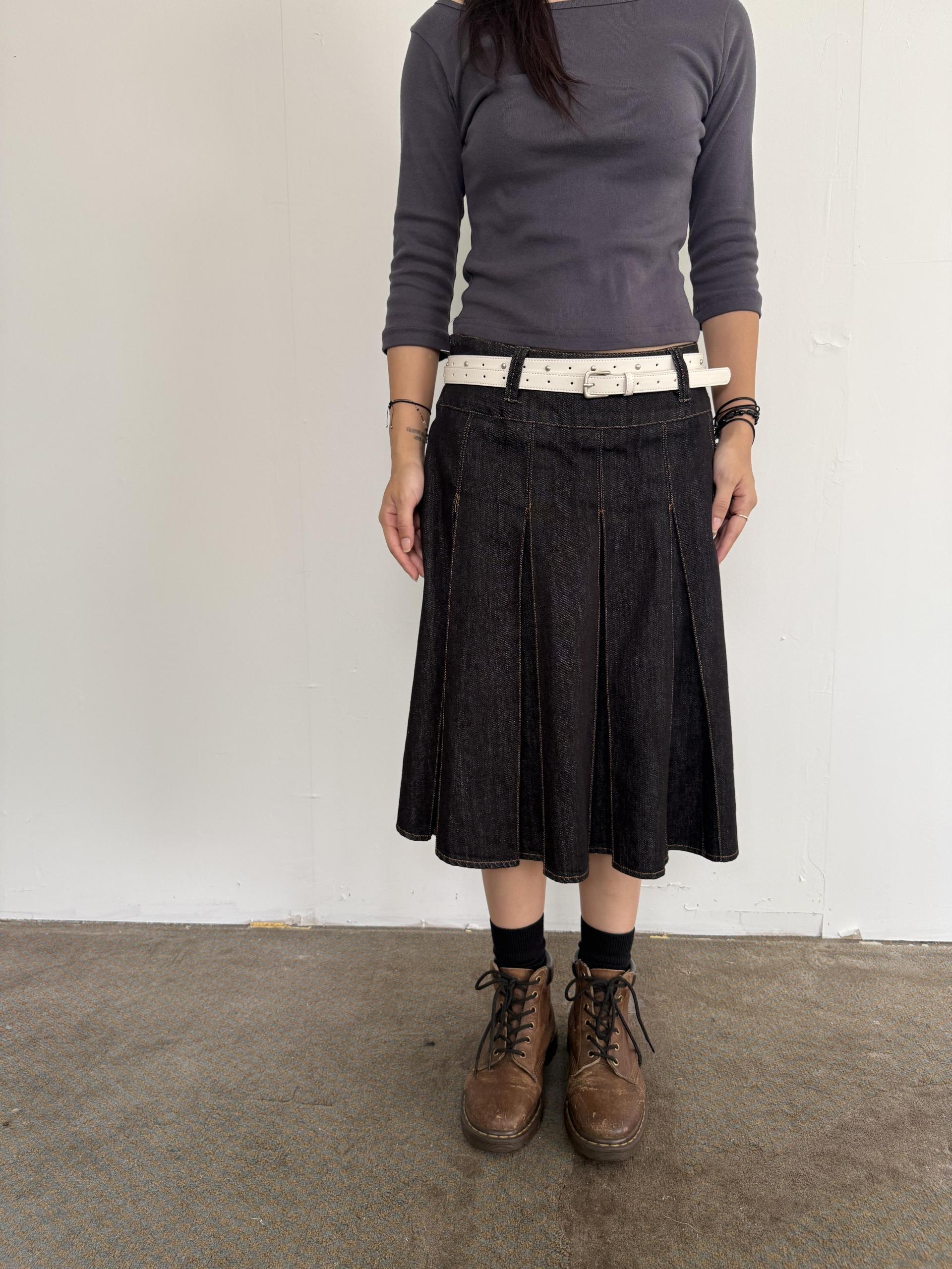 denim midi skirt