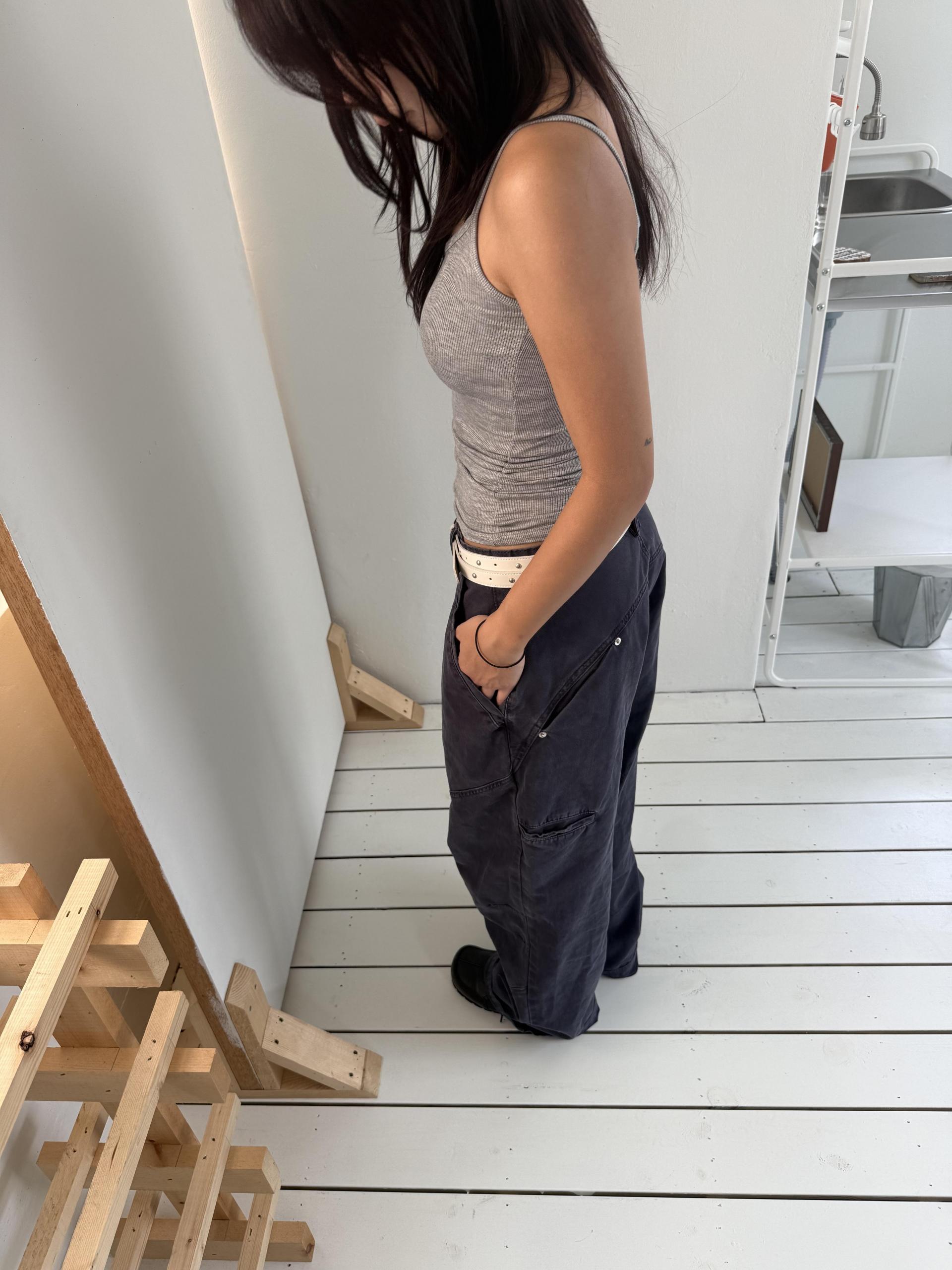 [unisex] washed navy pants