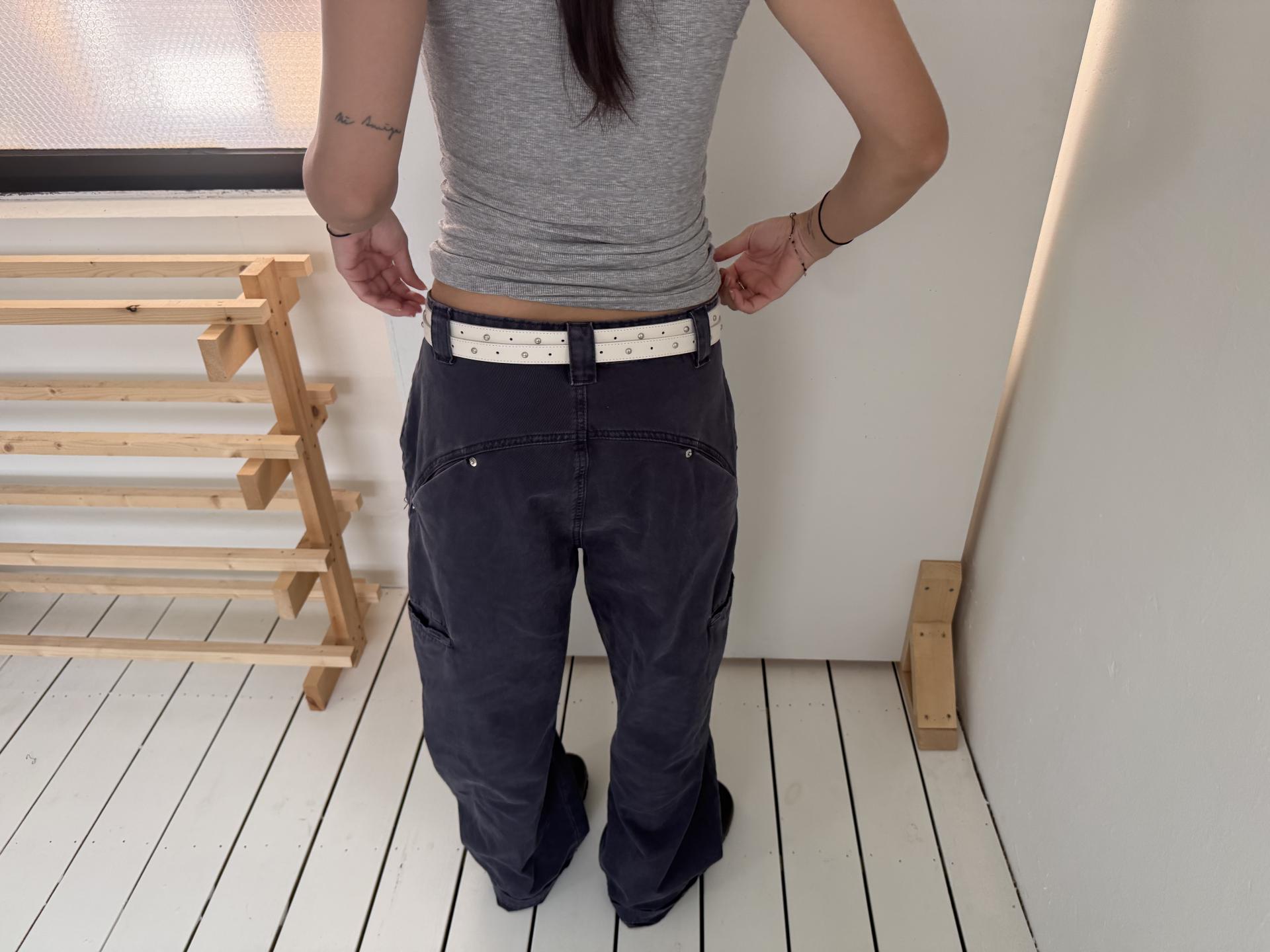[unisex] washed navy pants