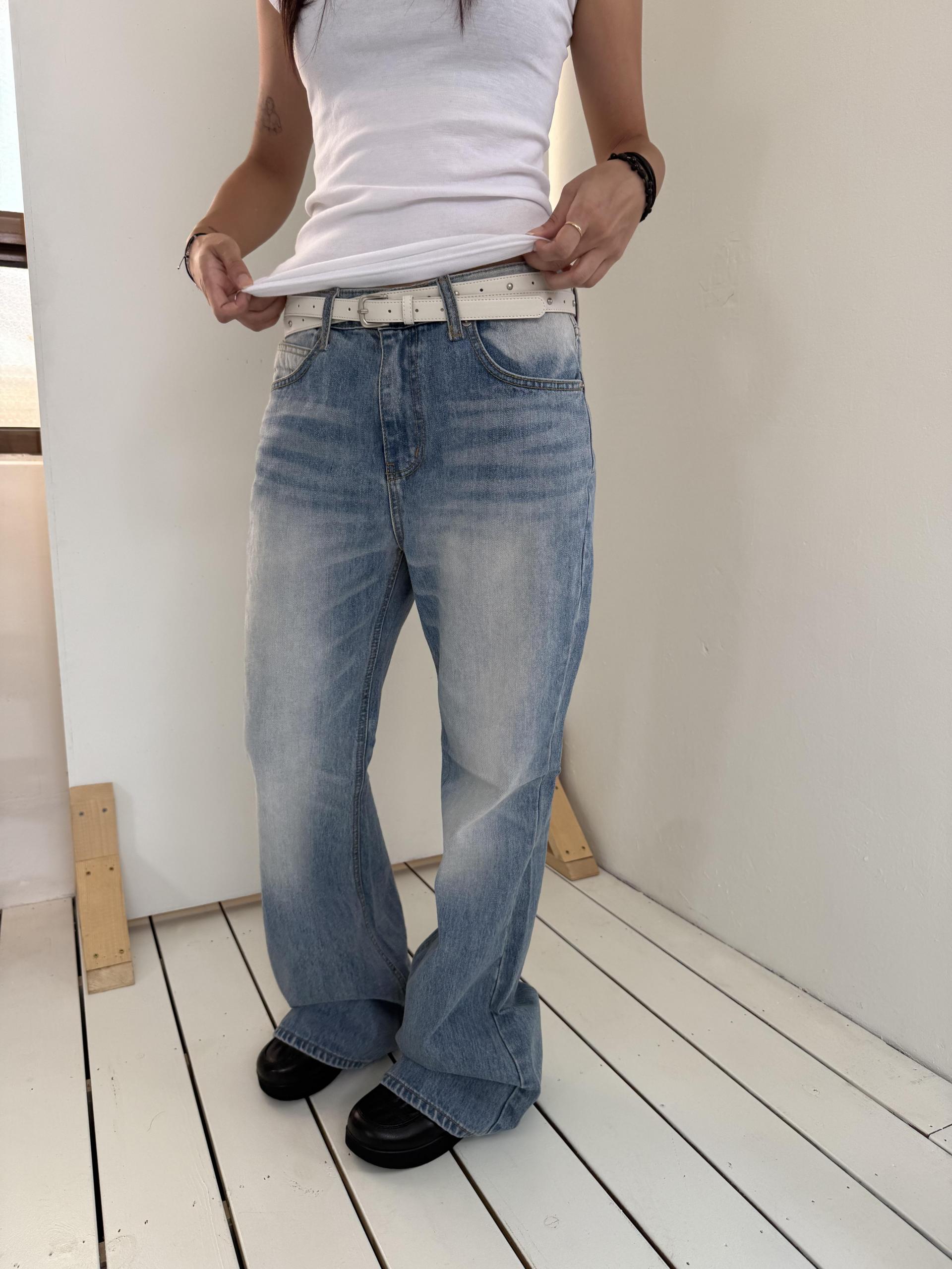 ice blue washed boots cut