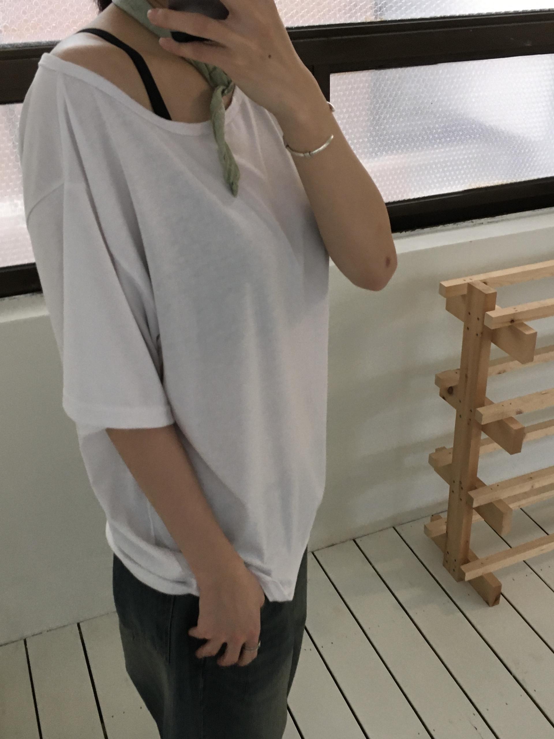 loose one-shoulder tee