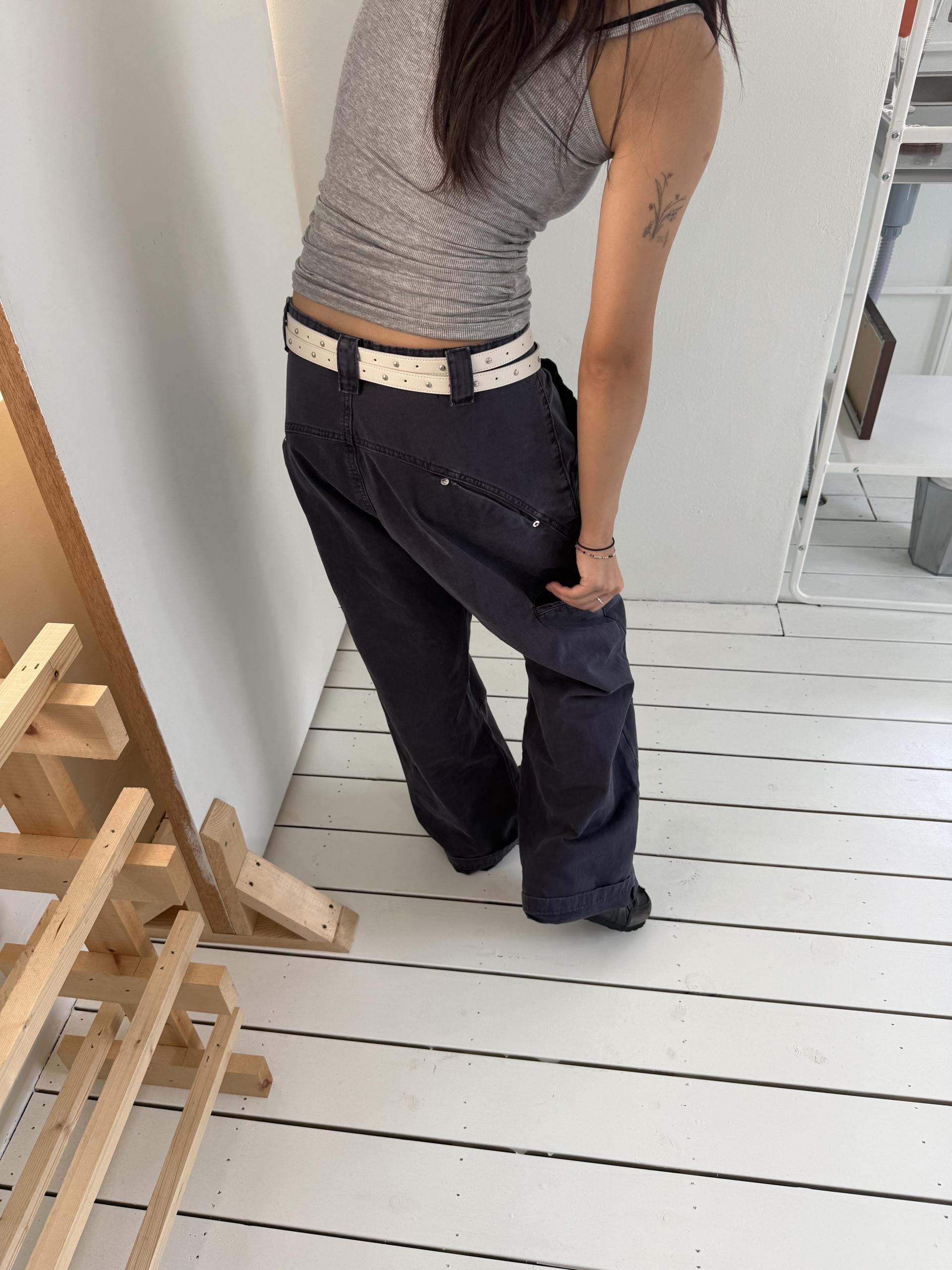 [unisex] washed navy pants