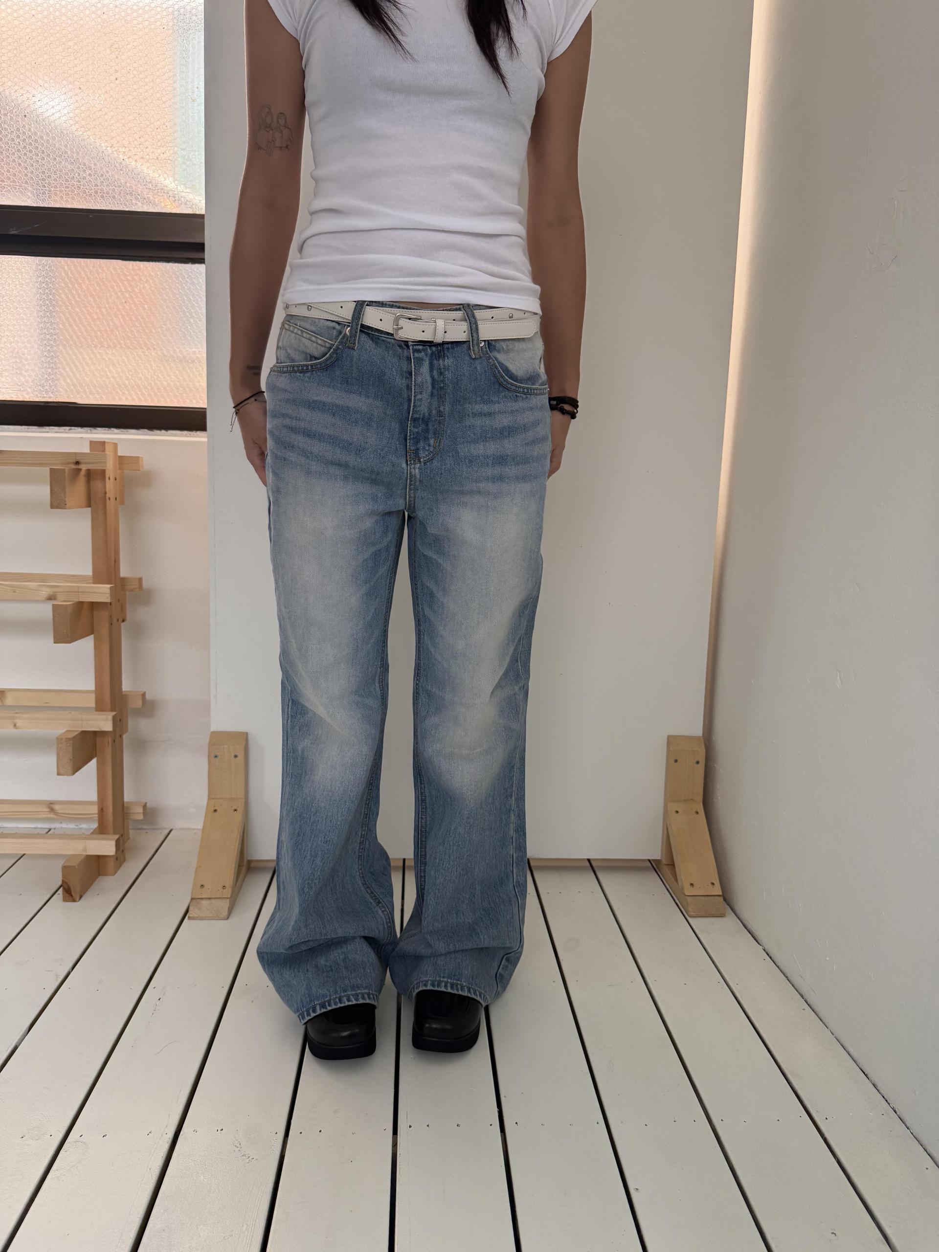 ice blue washed boots cut