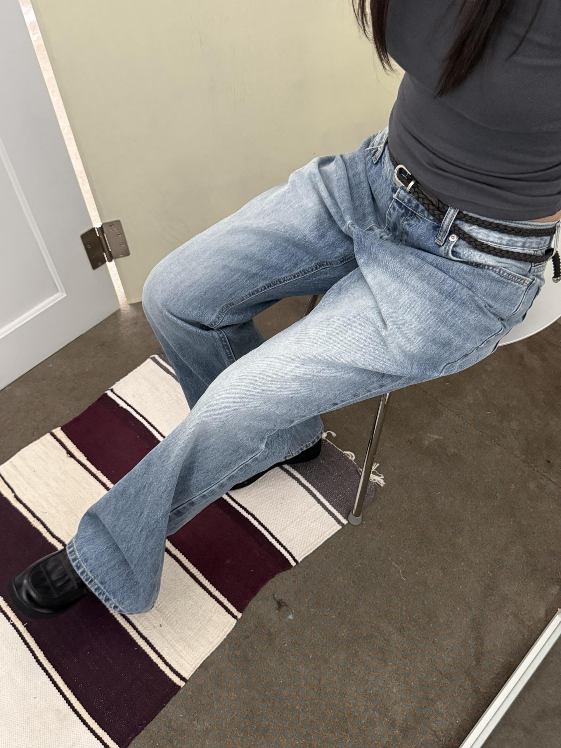blue denim boots cut
