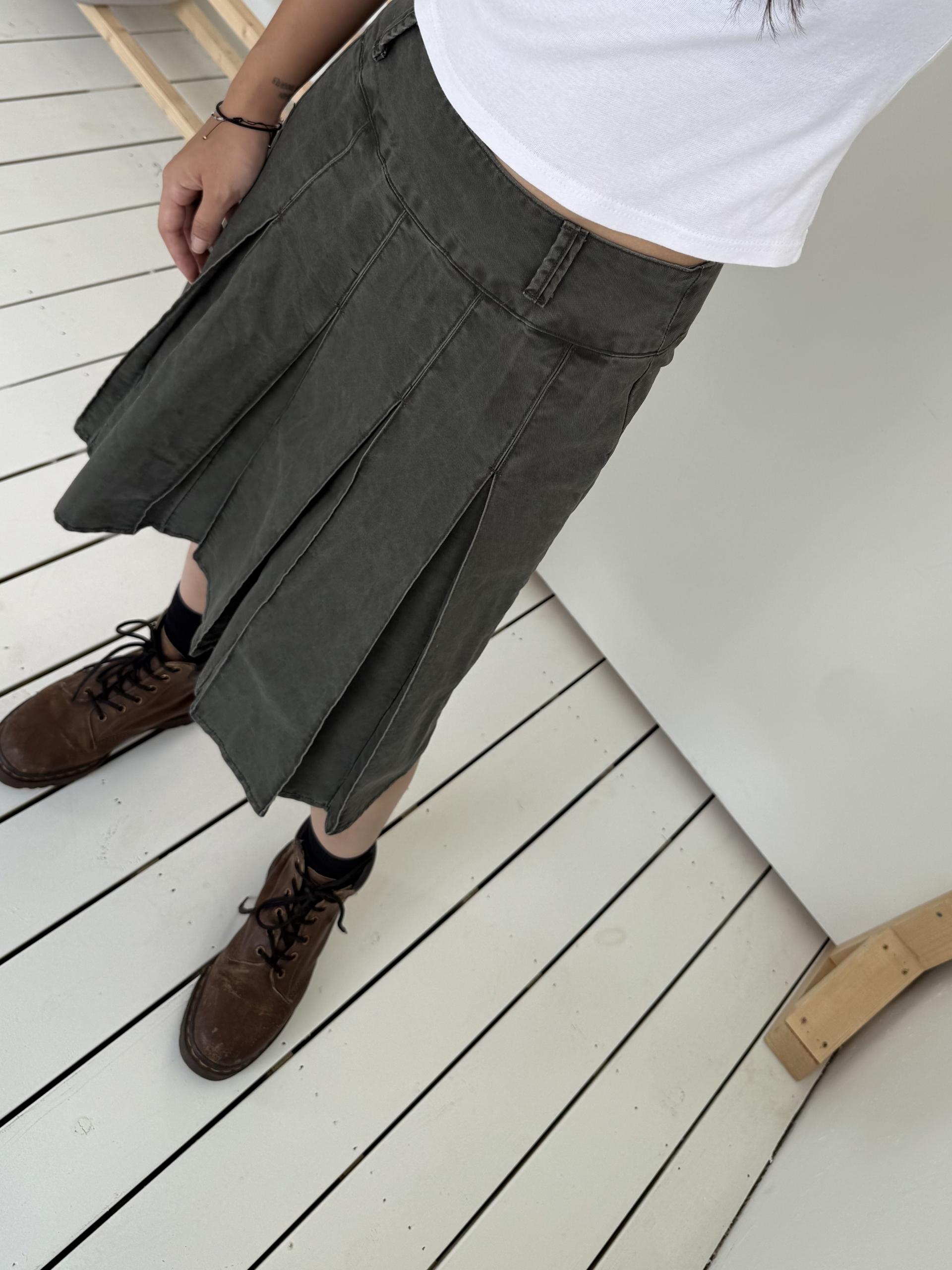 denim midi skirt