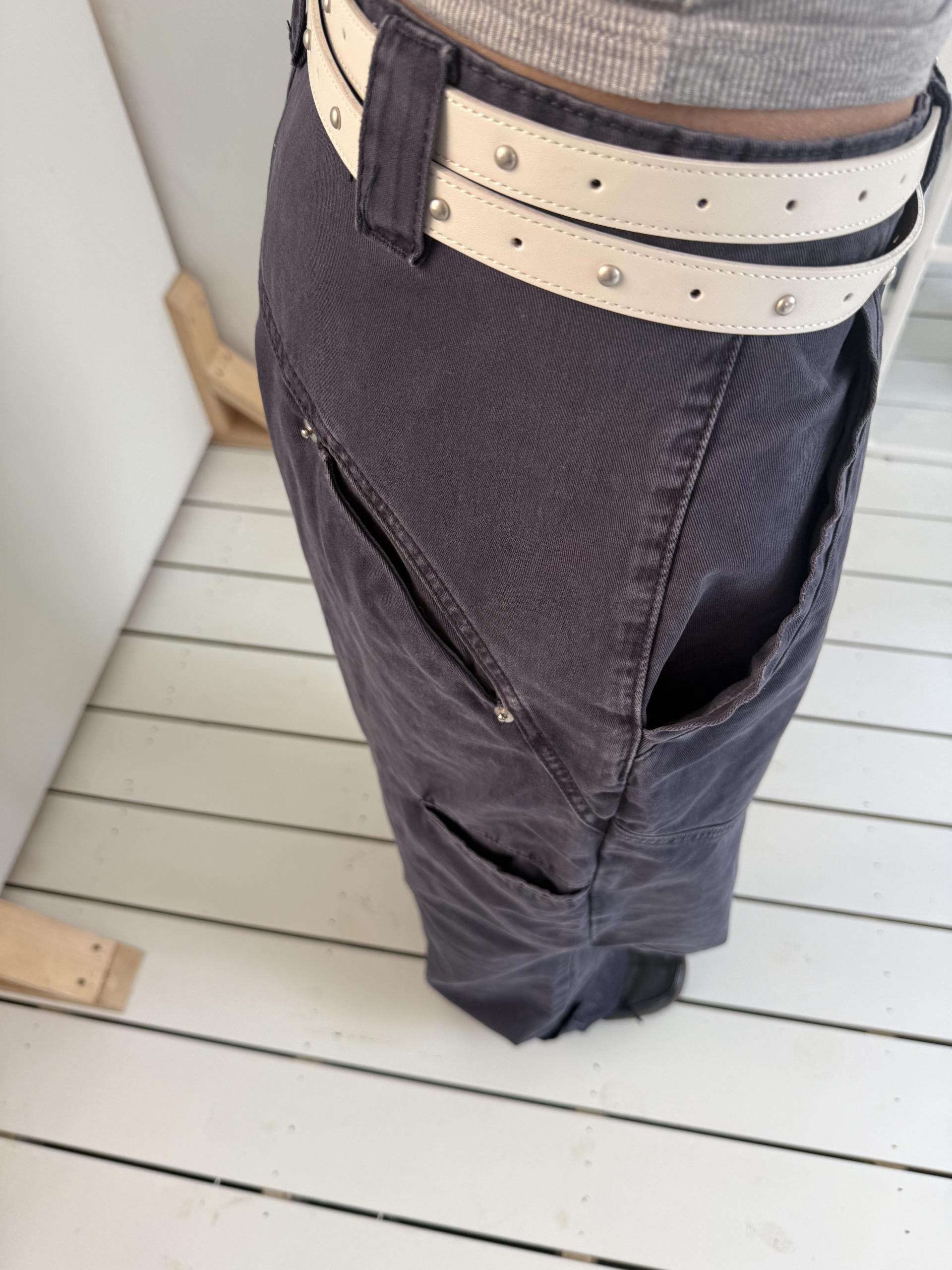 [unisex] washed navy pants