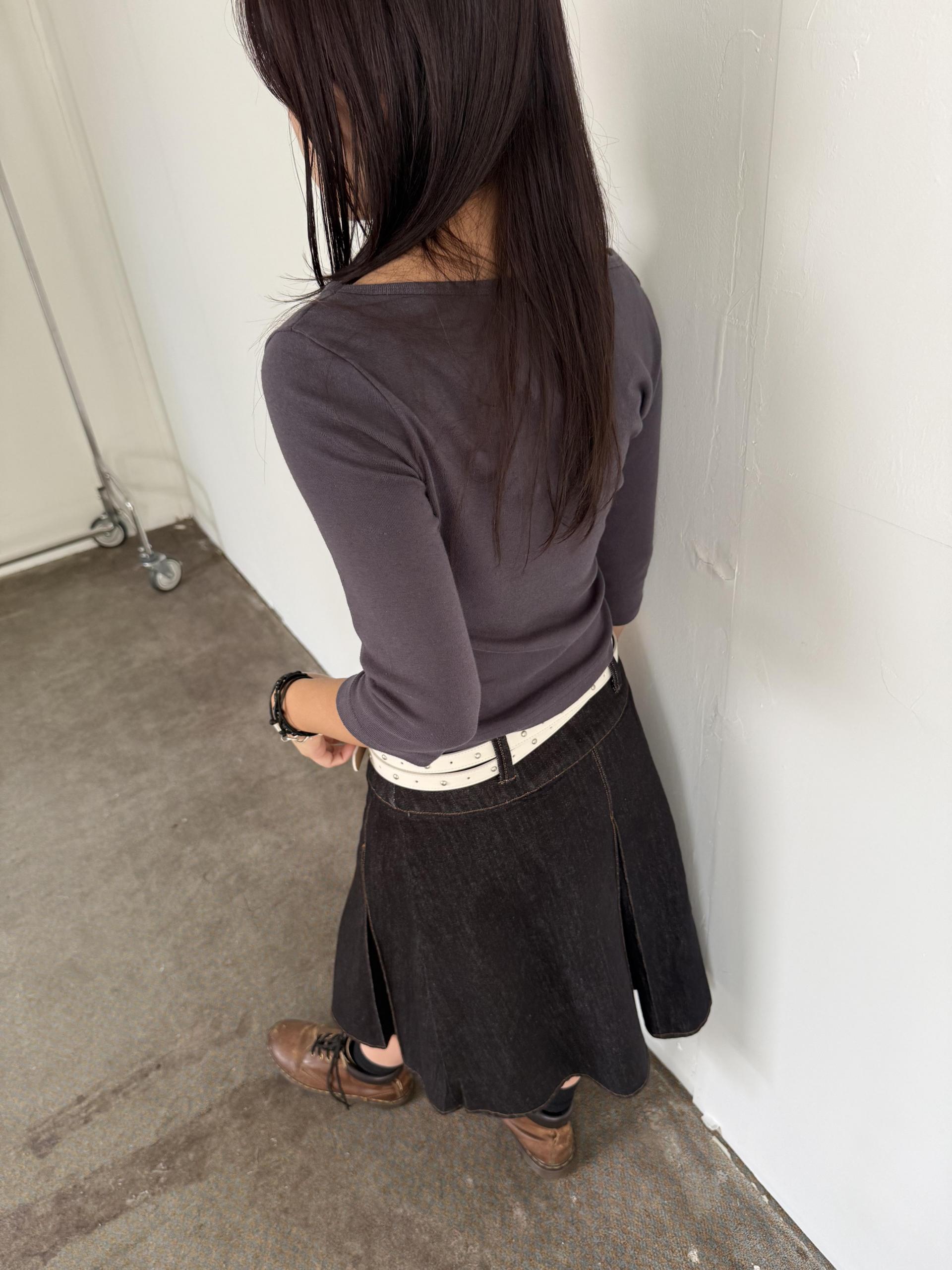 denim midi skirt