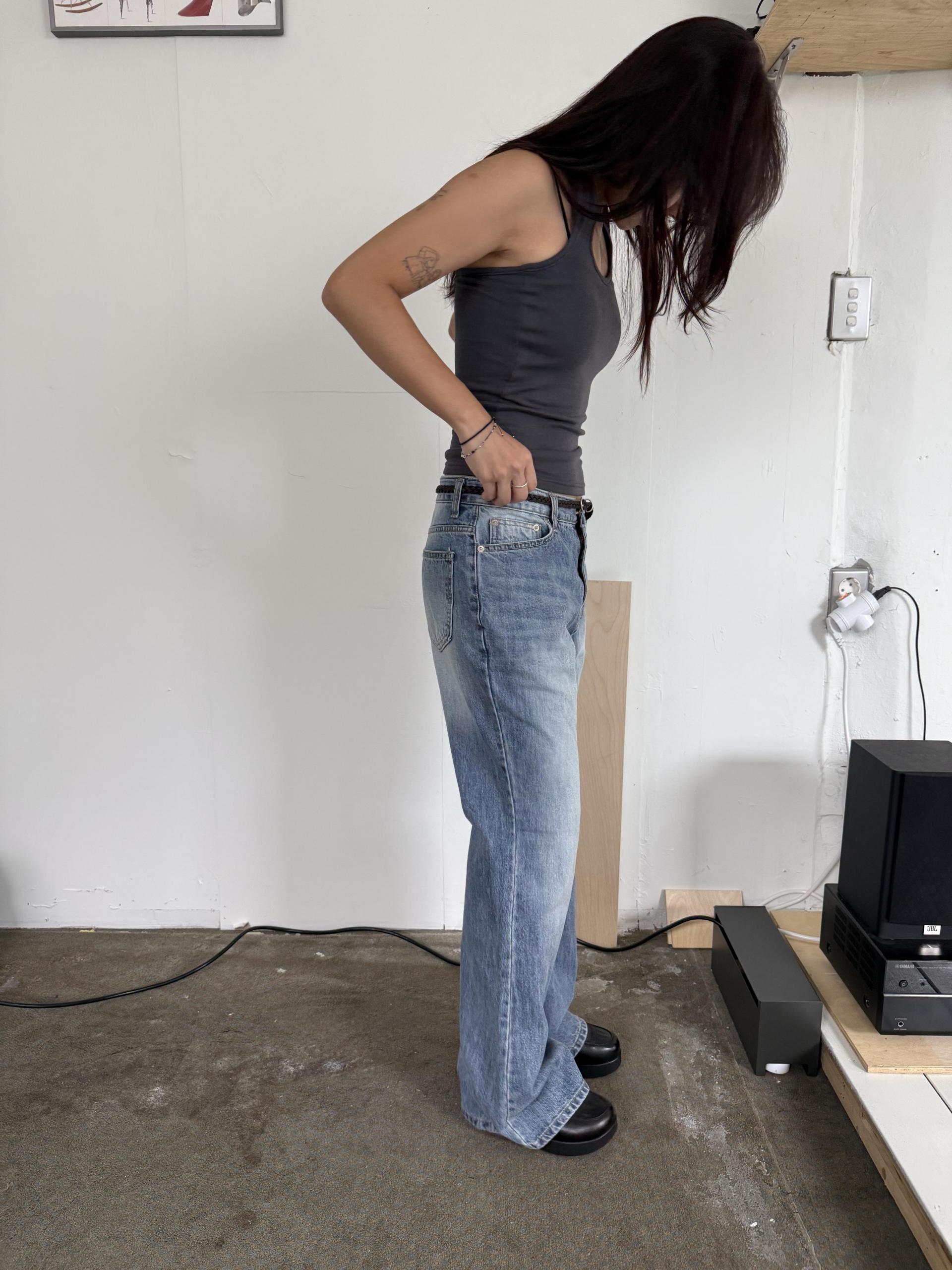 blue denim boots cut