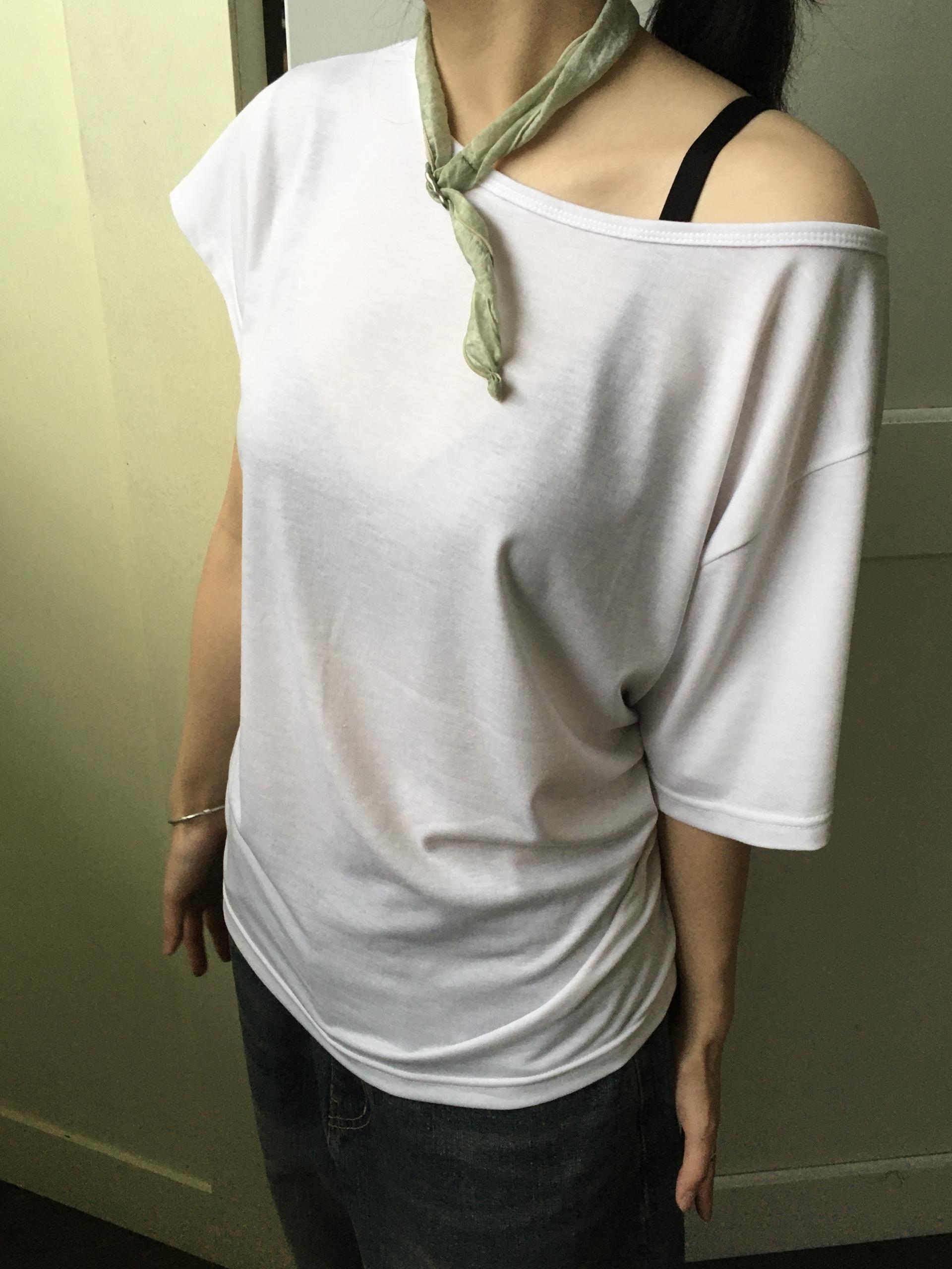 loose one-shoulder tee