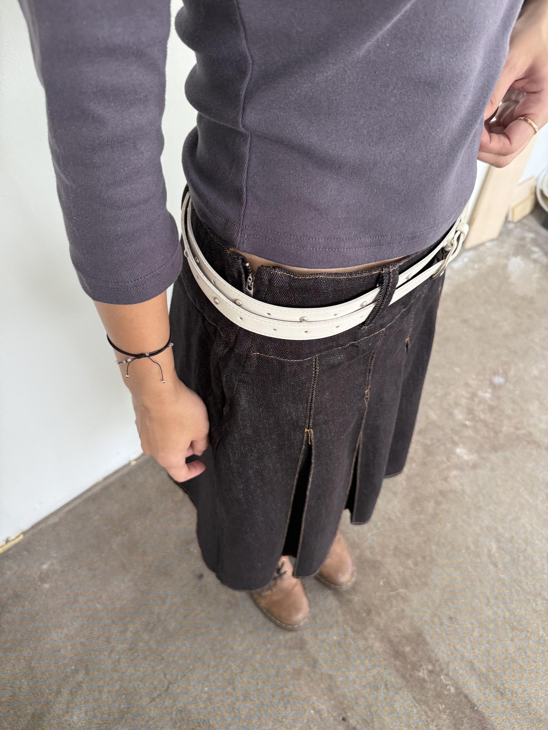 denim midi skirt