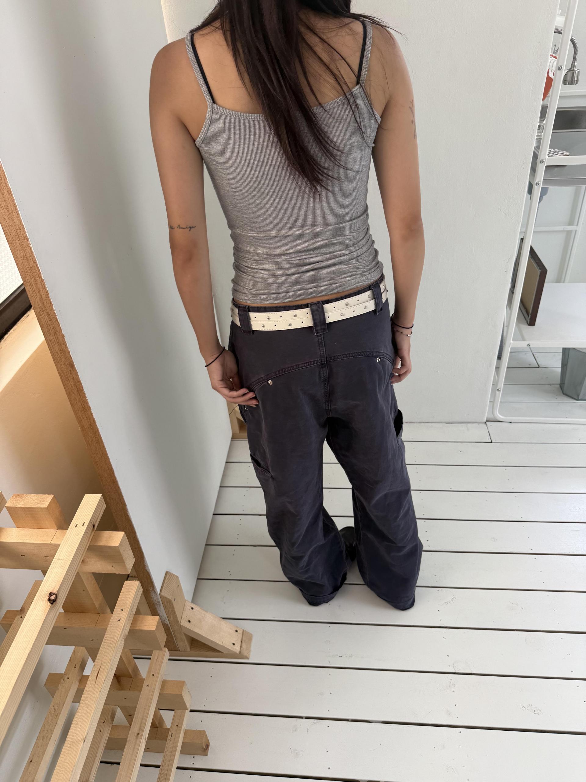 [unisex] washed navy pants