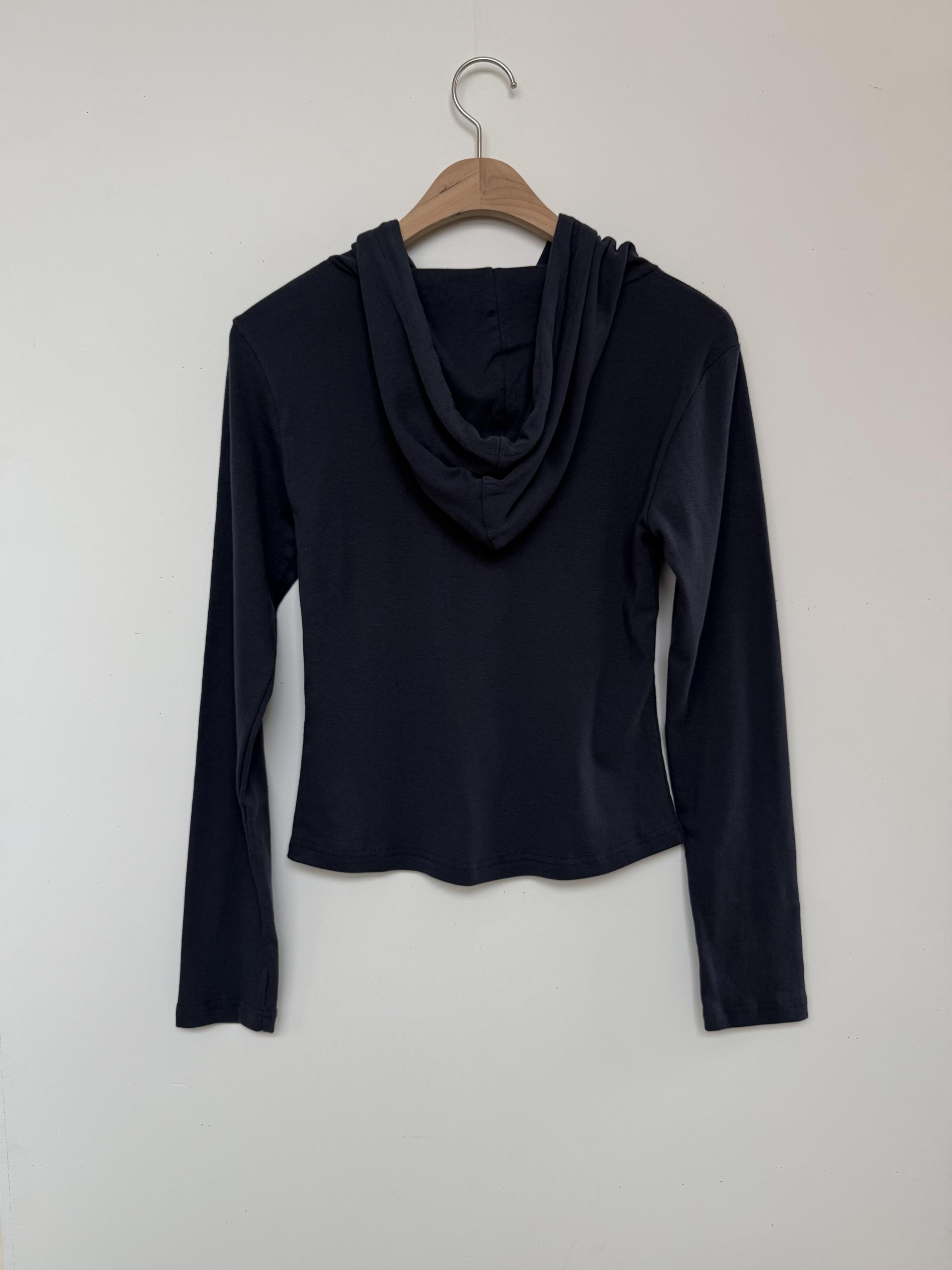 basic navy hoodie zip-up