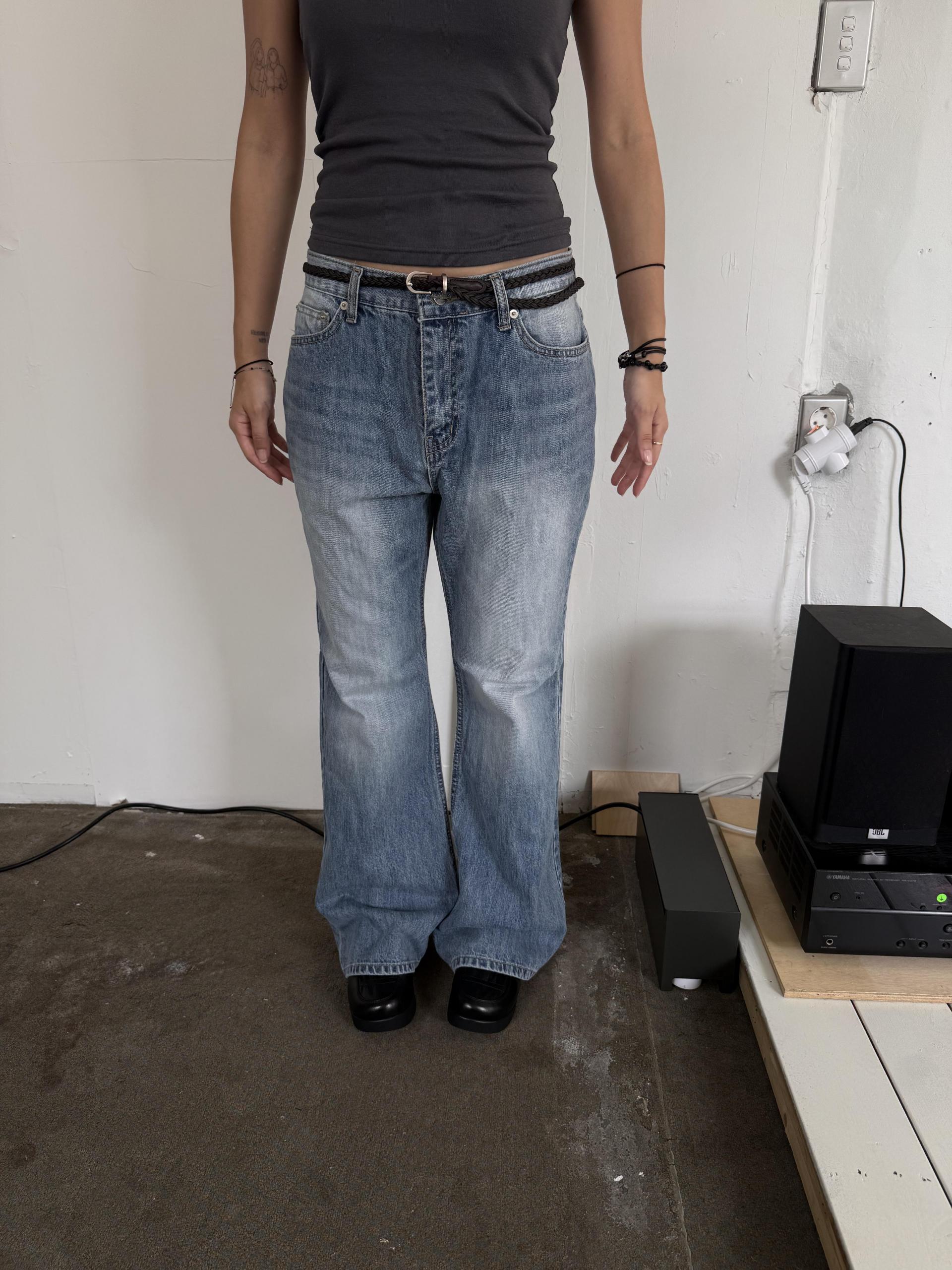 blue denim boots cut