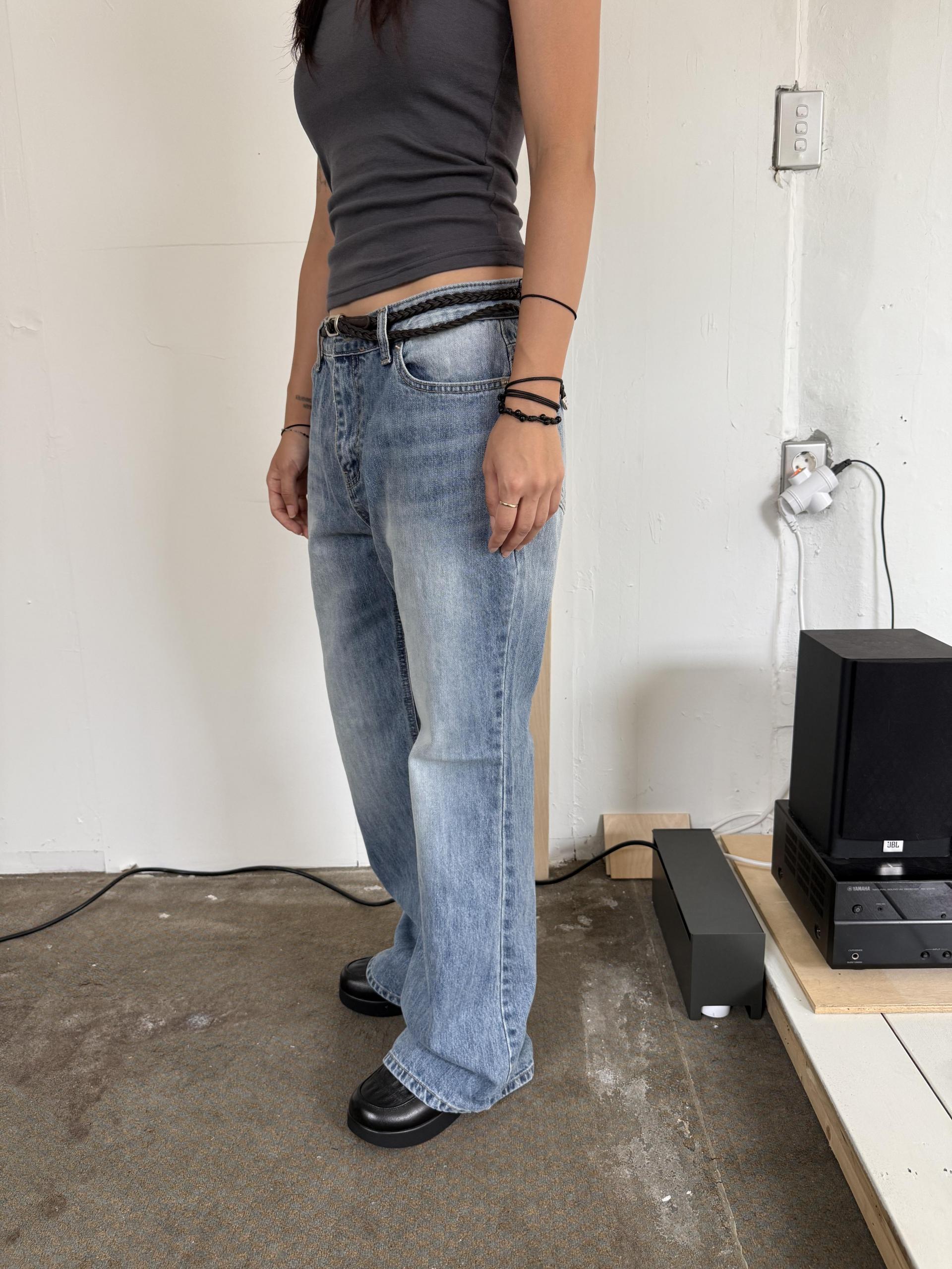 blue denim boots cut