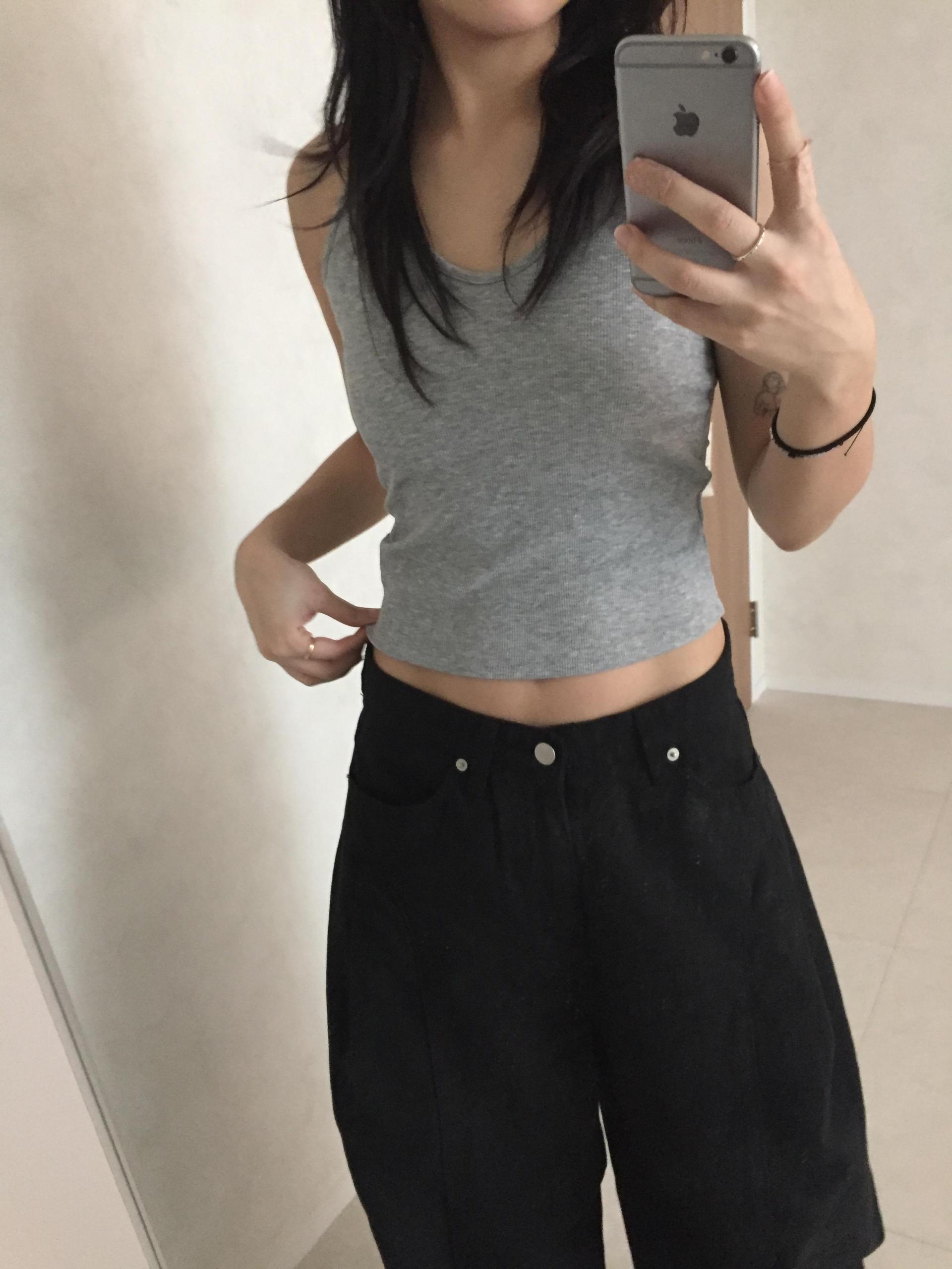 [unisex] seam stitch curved pants