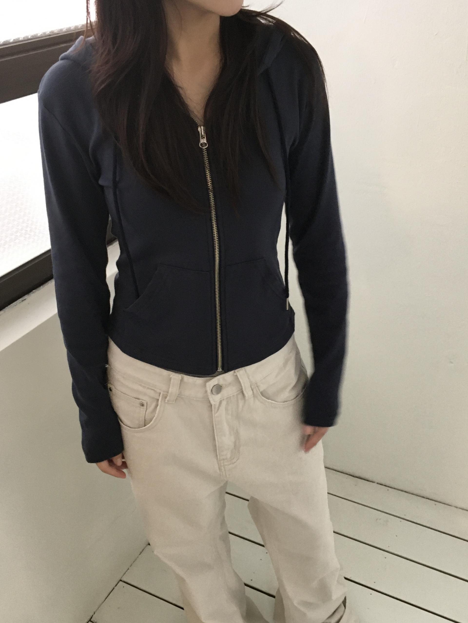 basic navy hoodie zip-up