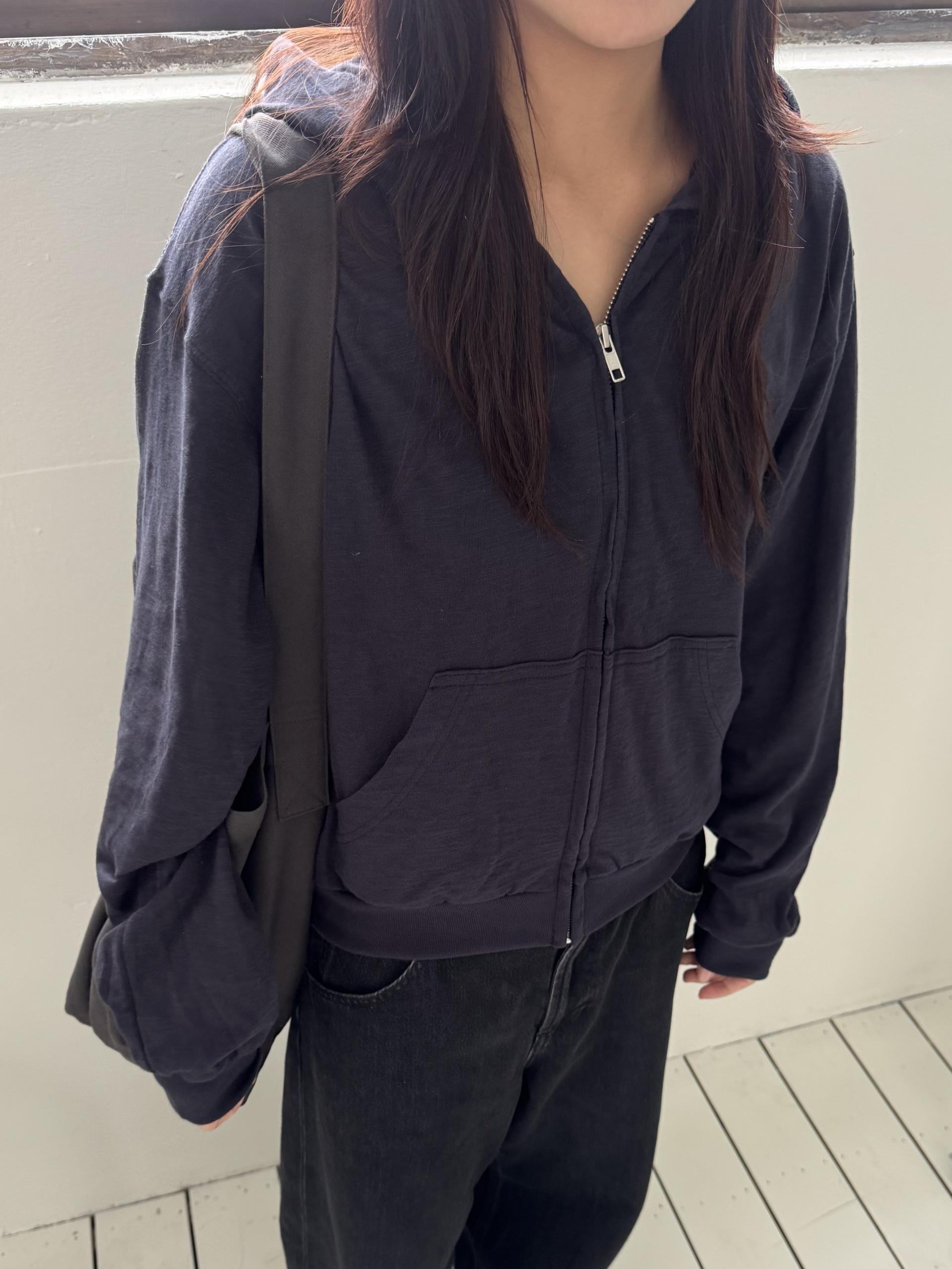 slub hoodie zip-up